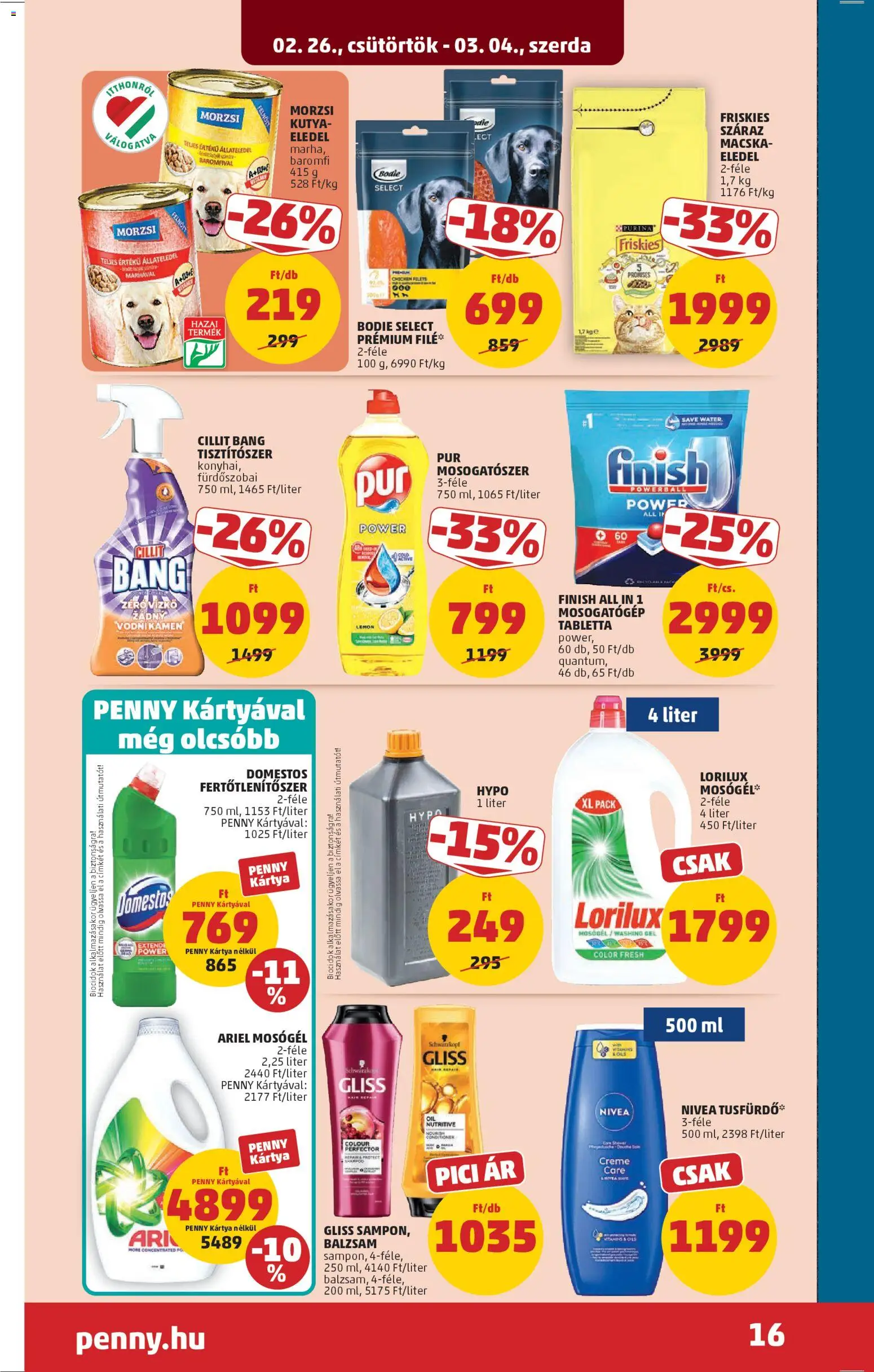 PENNY akciós ujság - amely érvényes a következő dátumtól: 26.02.2026 | Oldal: 20 | Termékek: Ariel, Mosogatógép, Mosógél, Mosogatógép tabletta