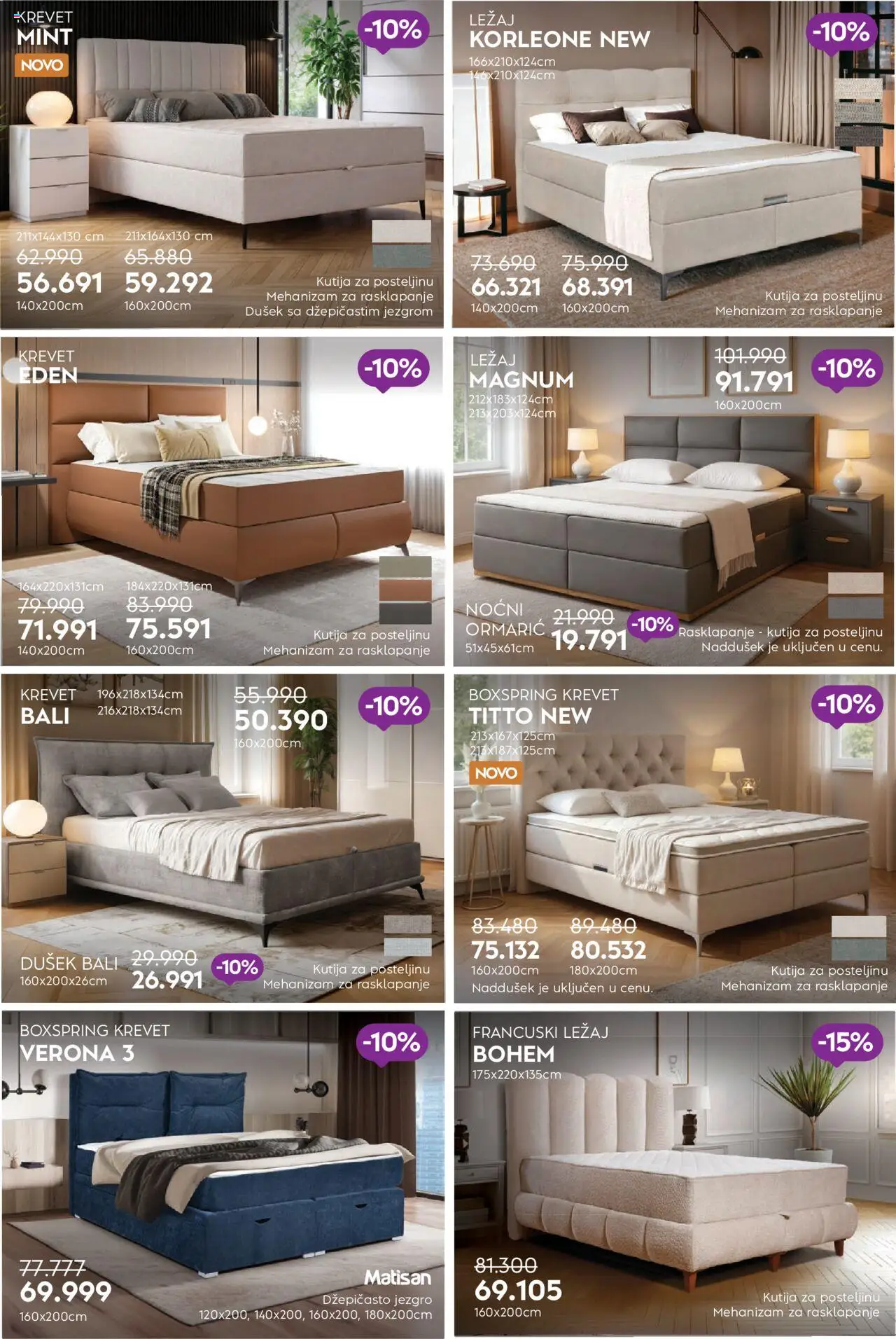Matis katalog - važi od 01.01.2025 | Strana: 11 | Proizvode: Krevet, Dušek, Kutija, Francuski ležaj