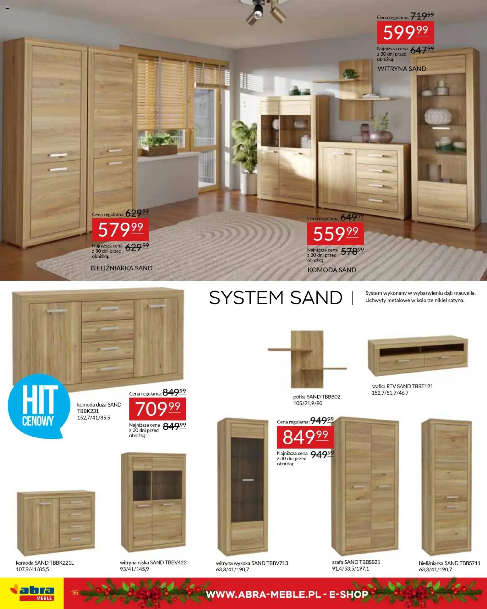 Abra meble Gazetka od 03.12.2025 | Strona: 16 | Produkty: Szafa, Półka, szafka RTV, Witryna