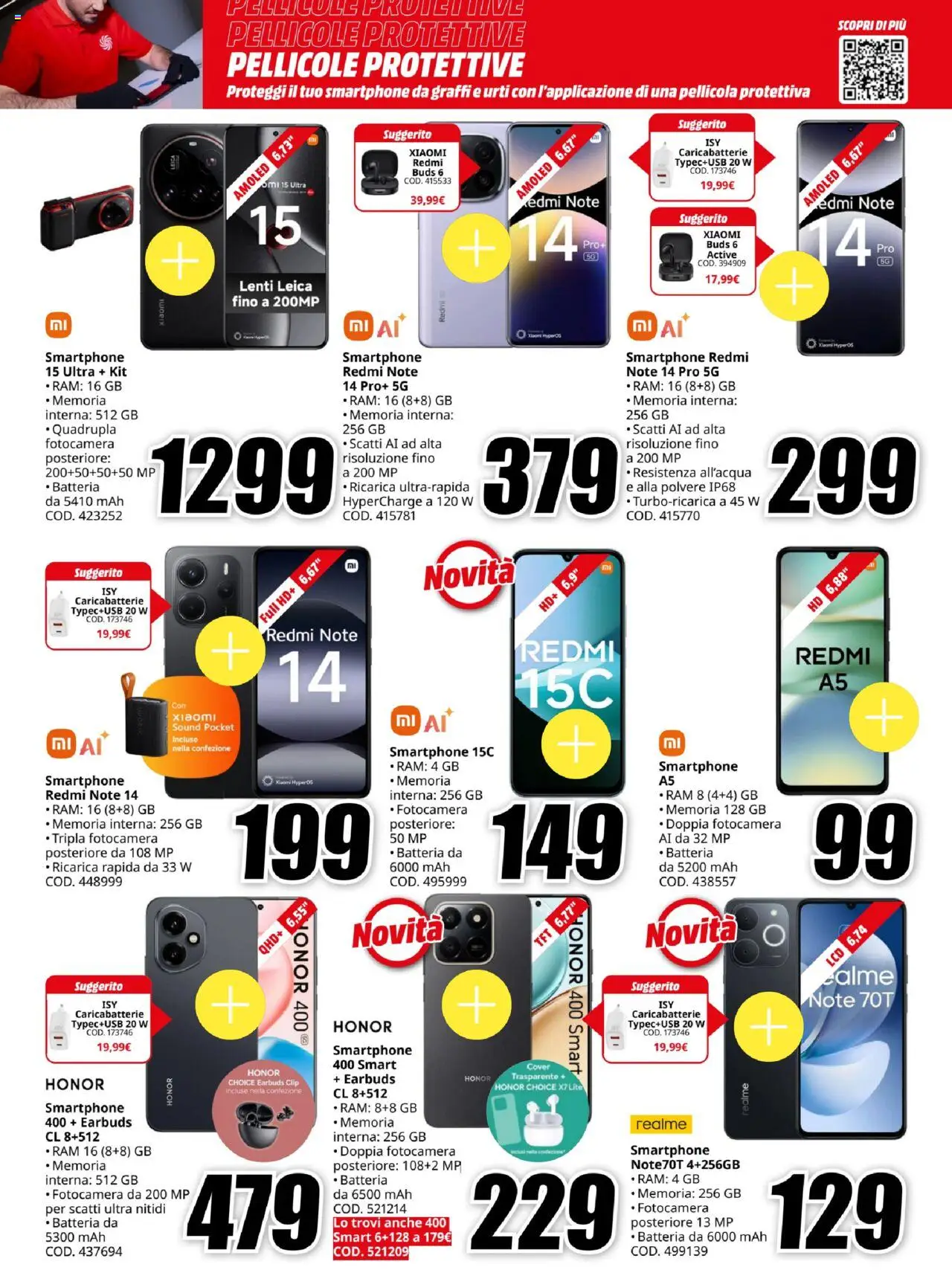 Volantino Media World del 15.09.2025 | Pagina: 15 | Prodotti: Xiaomi, Pellicola, Batteria, Caricabatterie