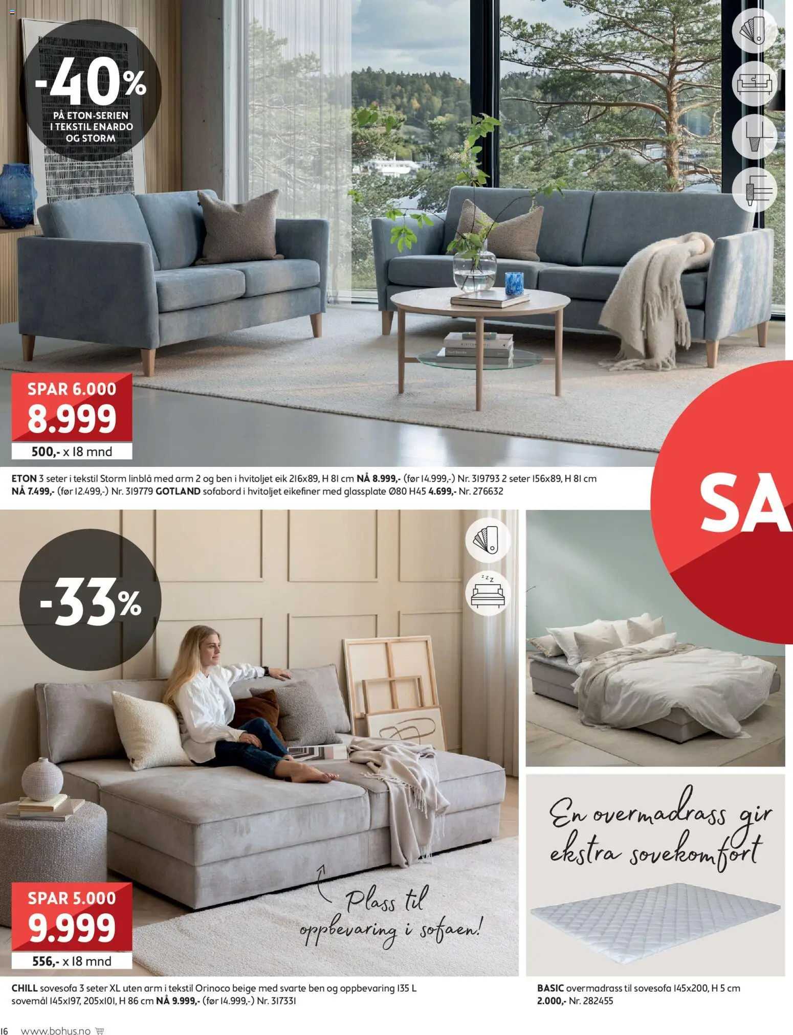 {H1} | Side: 16 | Produkter: Overmadrass, Sovesofa