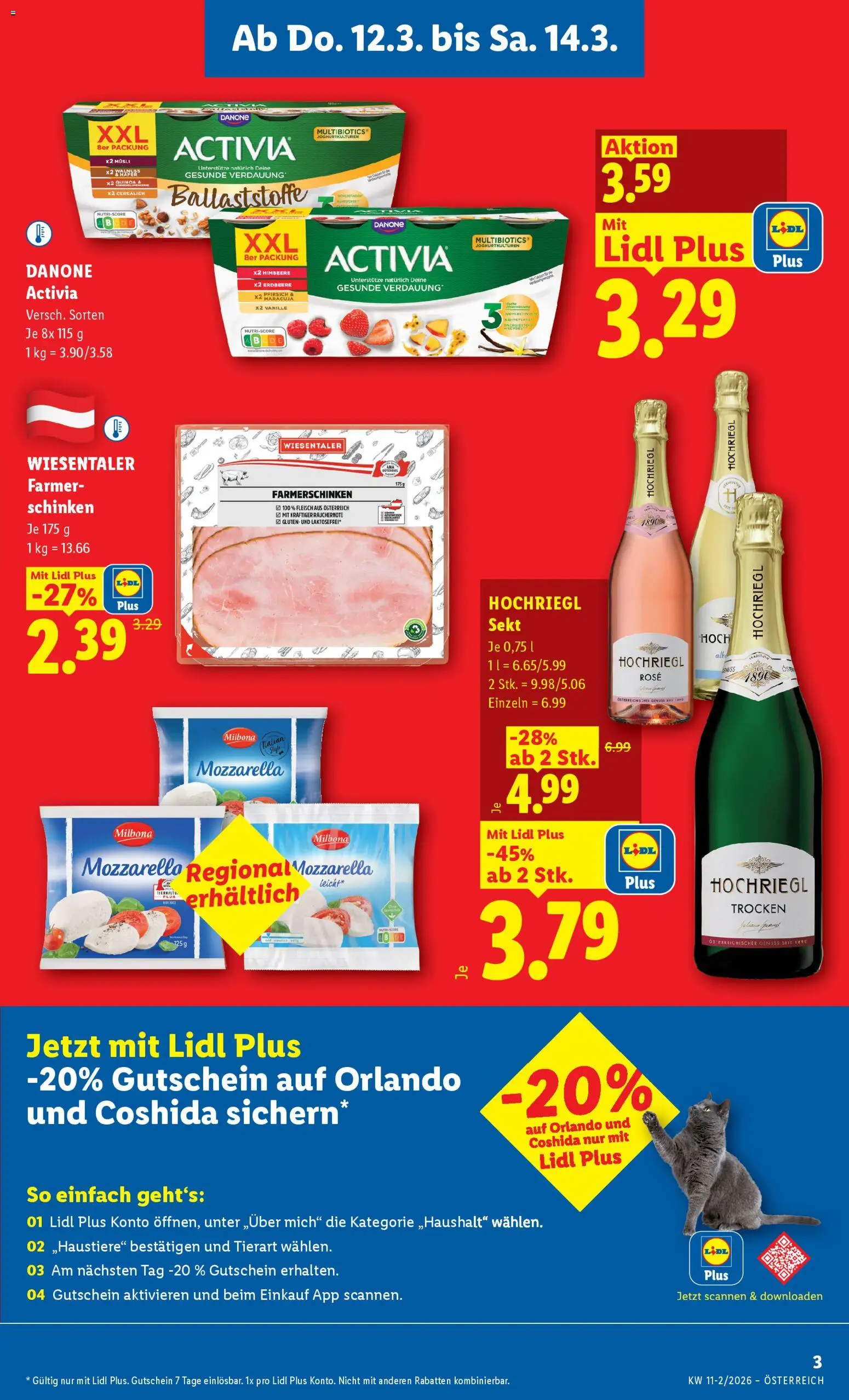 Lidl - Flugblatt gültig ab 12.03.2026 | Seite: 3 | Produkte: Pfirsich, Himbeere, Schinken
