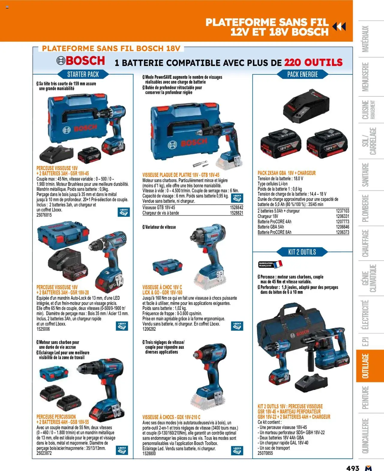  | Page: 493 | Produits: Marteau, Plâtre, Perceuse Visseuse, Prise