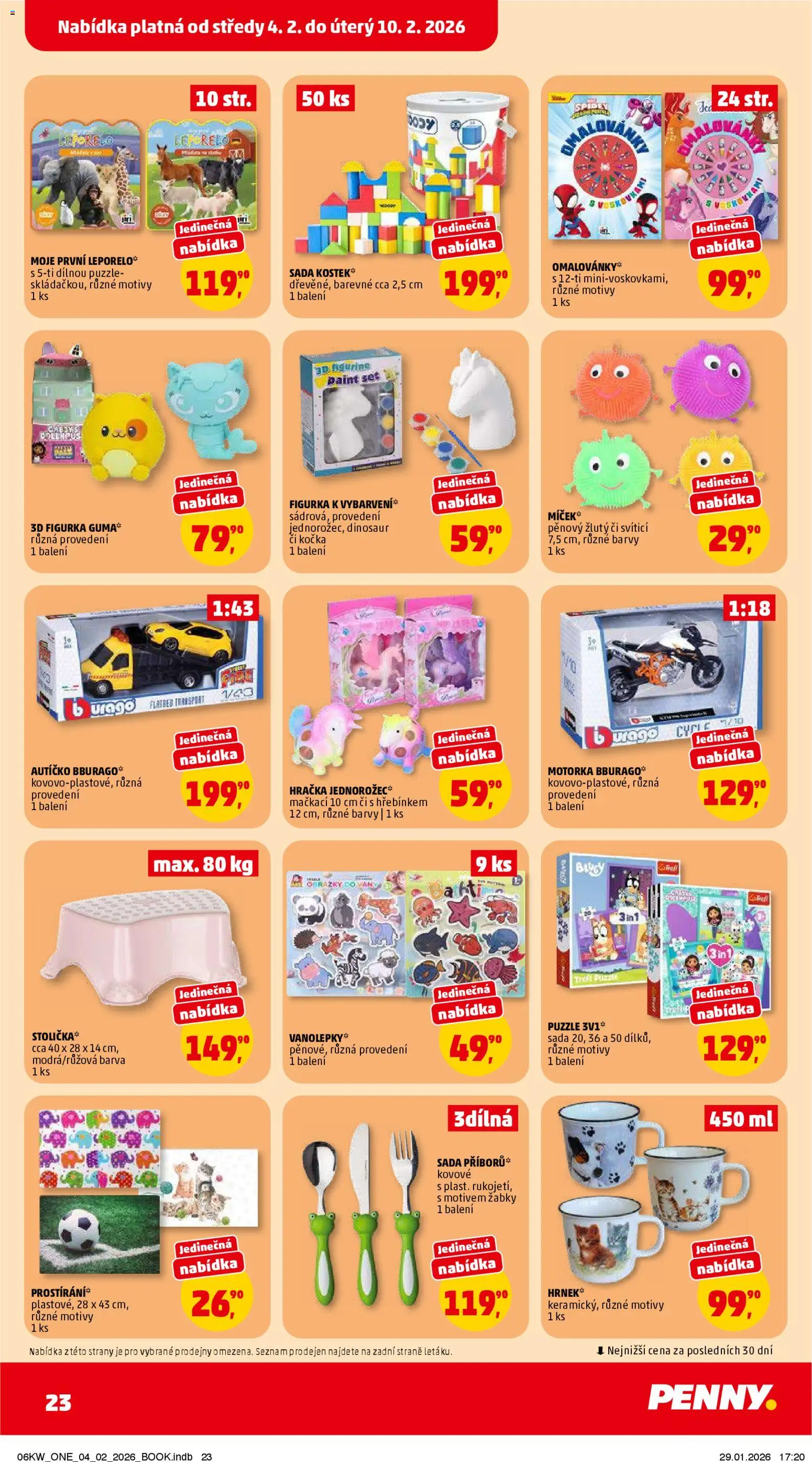 Penny Market leták - Čtvrtečník od 04.02.2026 | Strana: 23 | Produkty: Žabky, Prostírání, Puzzle, Barvy
