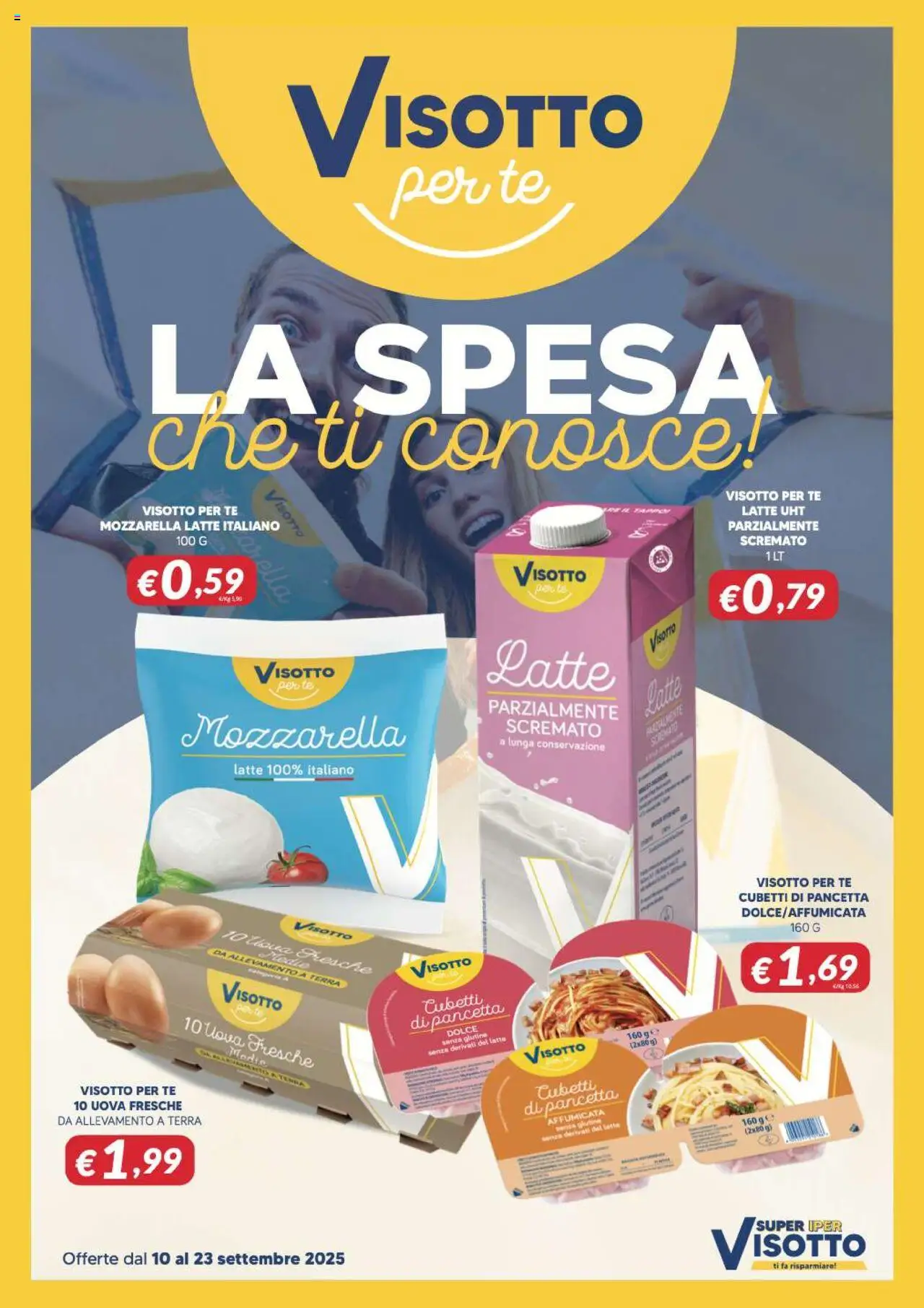 Volantino Visotto del 10.09.2025 | Pagina: 1 | Prodotti: Uova, Mozzarella, Latte, Terra