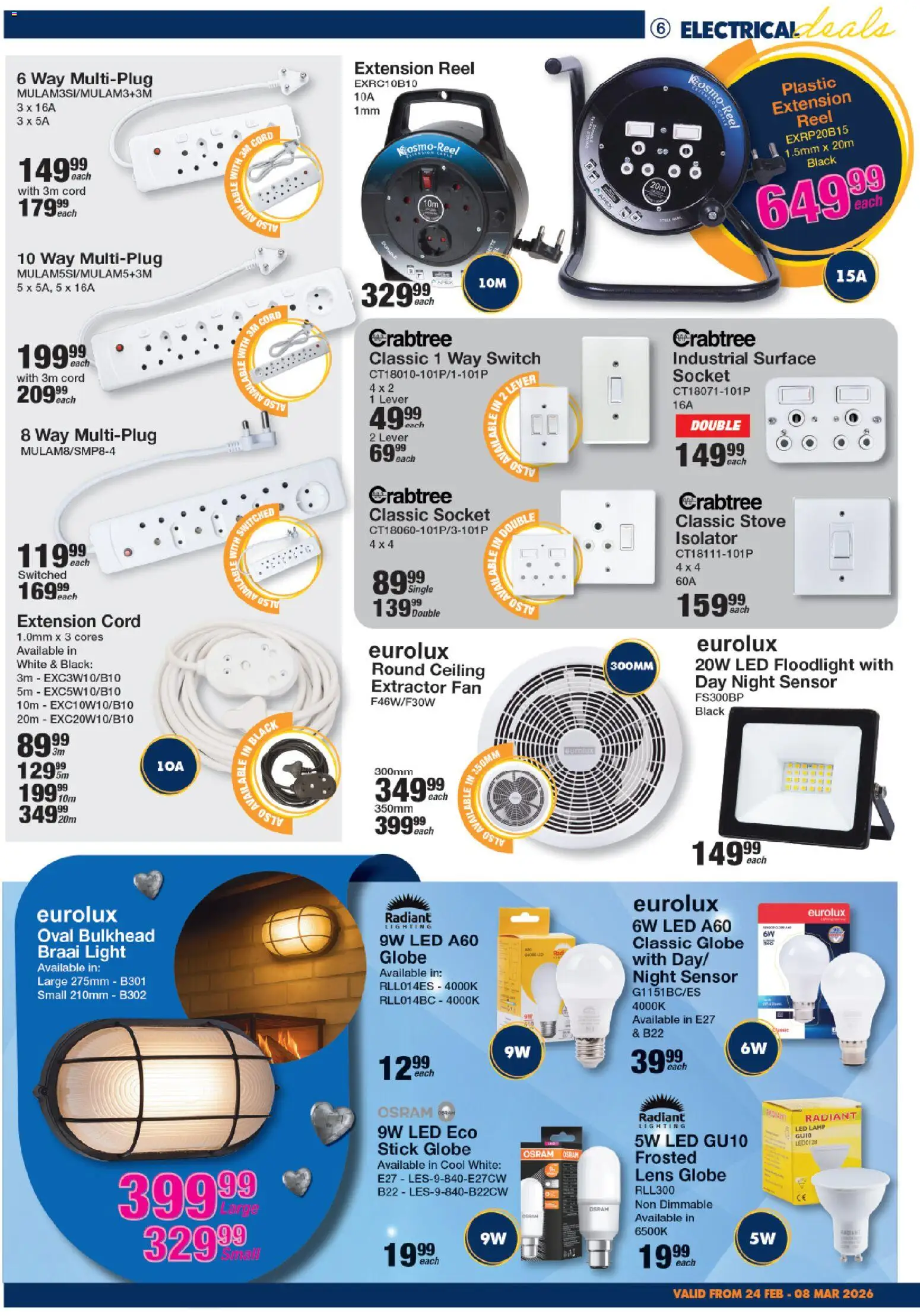 New MICA catalogue – valid from 24.02.2026 | Page: 6 | Products: Globe, Socket, Light, Switch
