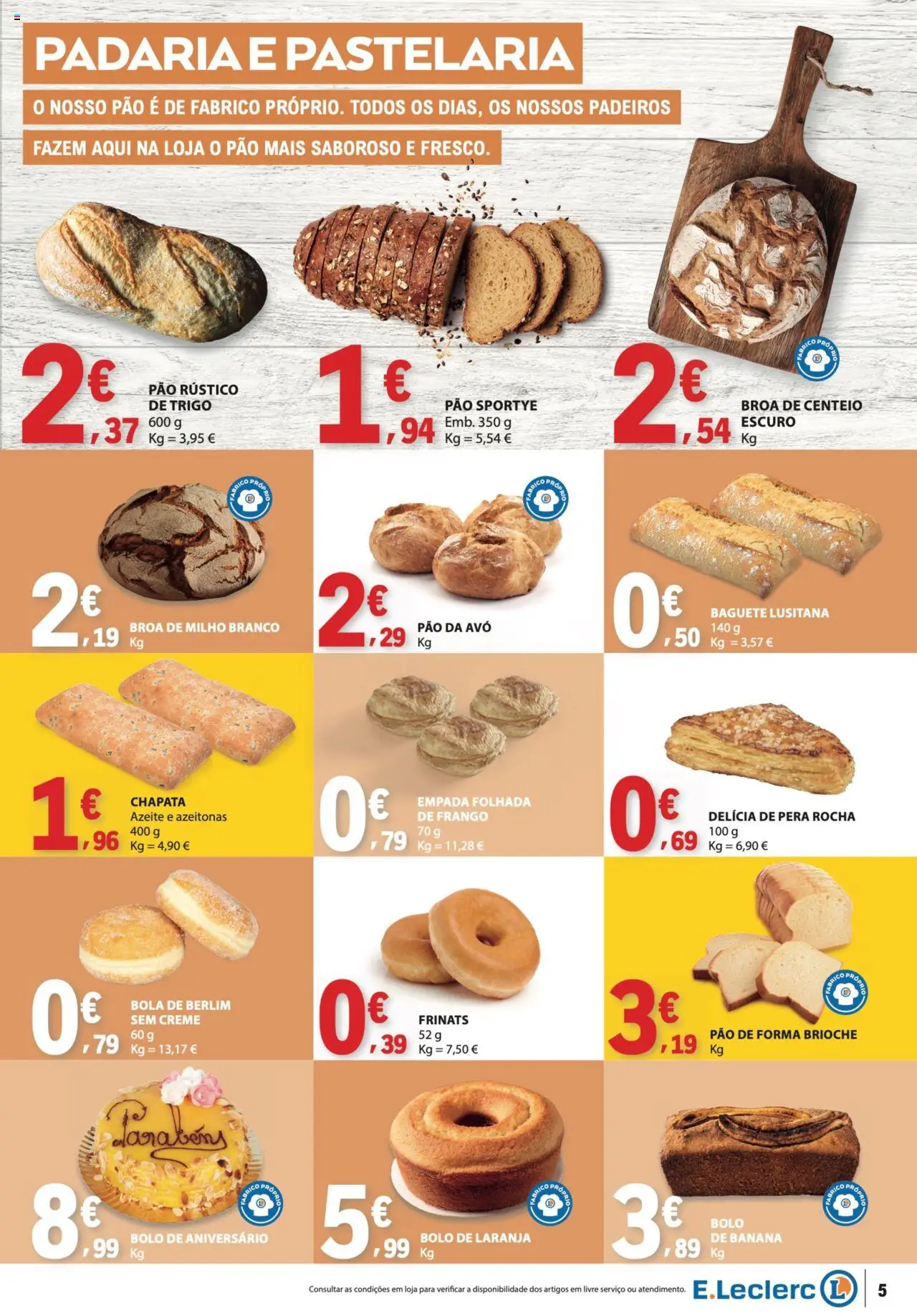 E.Leclerc folheto │ válido de 02.10.2025 | Página: 5 | Produtos: Banana, Frango, Bolo, Centeio