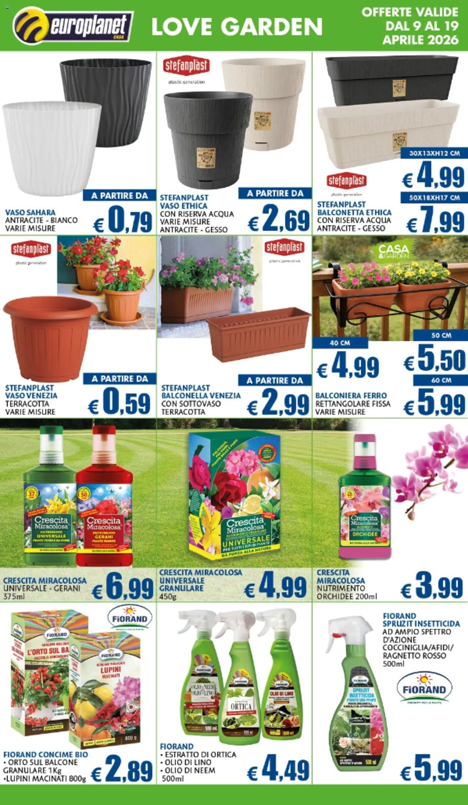 Volantino Europlanet Casa del 09.04.2026 | Pagina: 14 | Prodotti: Lupini, Concime, Acqua, Gerani