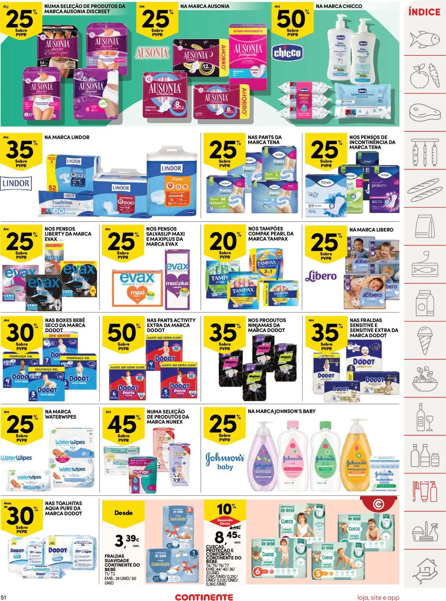 Continente Semanal Continente Bom Dia │ válido de 24.03.2026 | Página: 51 | Produtos: Fraldas, Cuecas