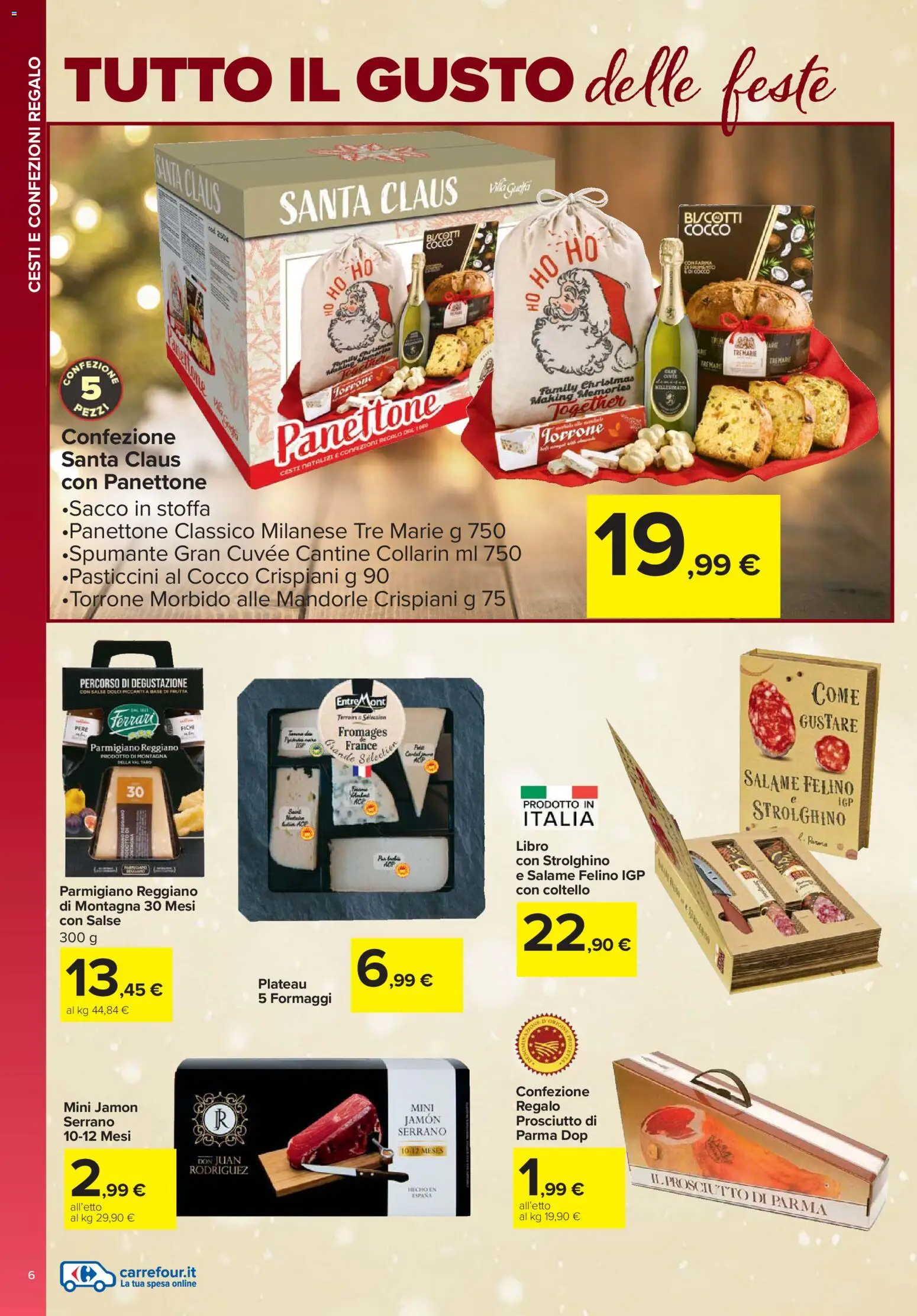 Volantino Carrefour del 13.11.2025 | Pagina: 6 | Prodotti: Salame, Panettone, Cocco, Parmigiano reggiano