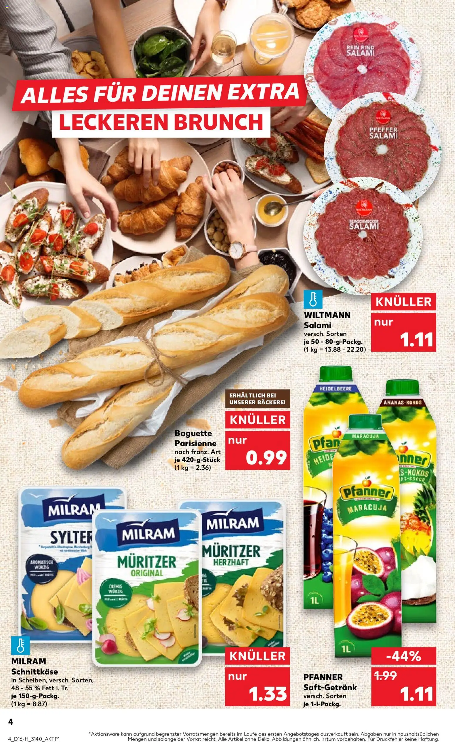 Kaufland Prospekt Leipzig	 – gültig ab 16.04.2026 | Seite: 4 | Produkte: Bäckerei, Baguette, Milram, Salami