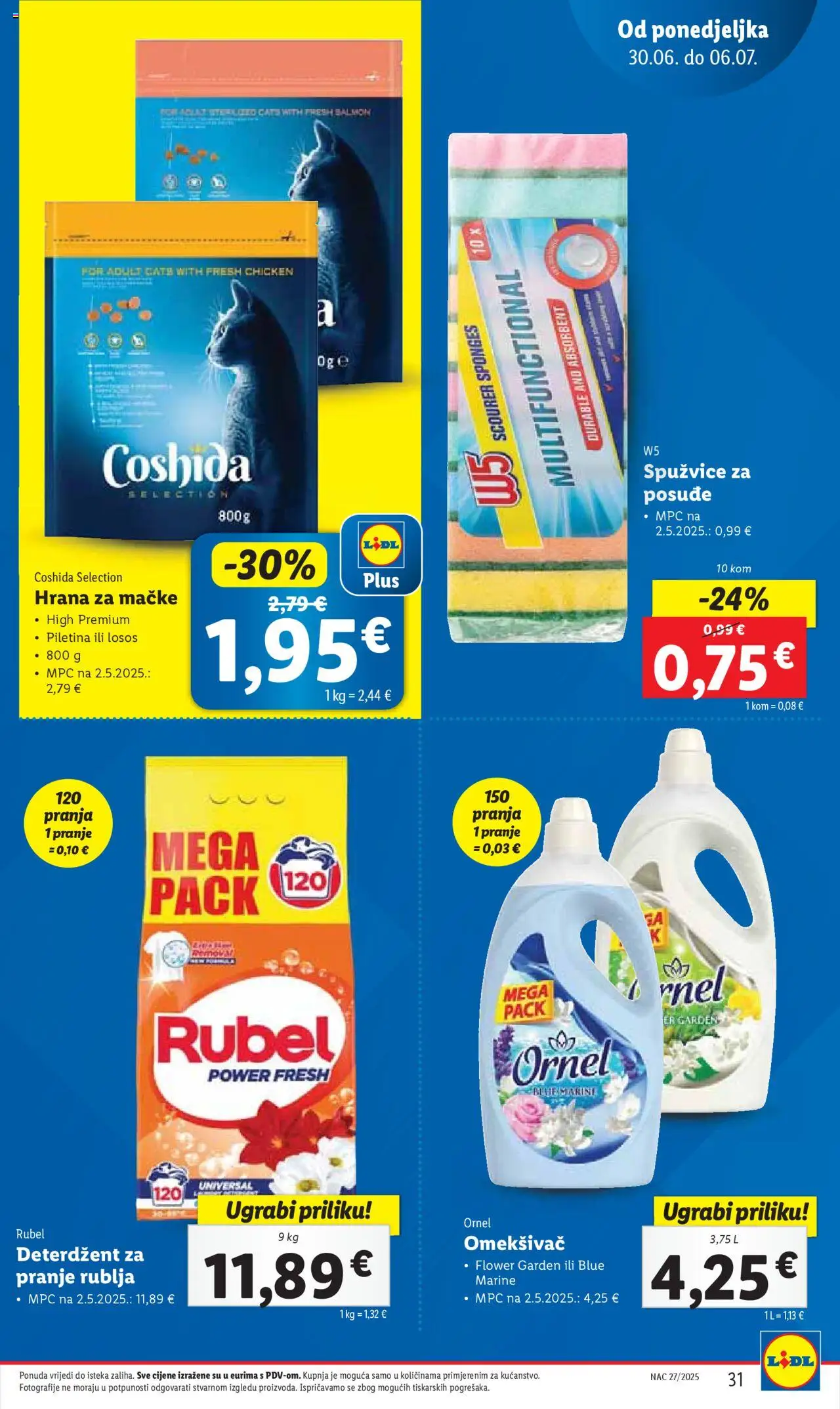 Lidl katalog | vrijedi od 30.06.2025 | Stranica: 31 | Proizvodi: Deterdžent za pranje rublja, Piletina, Deterdžent, Losos