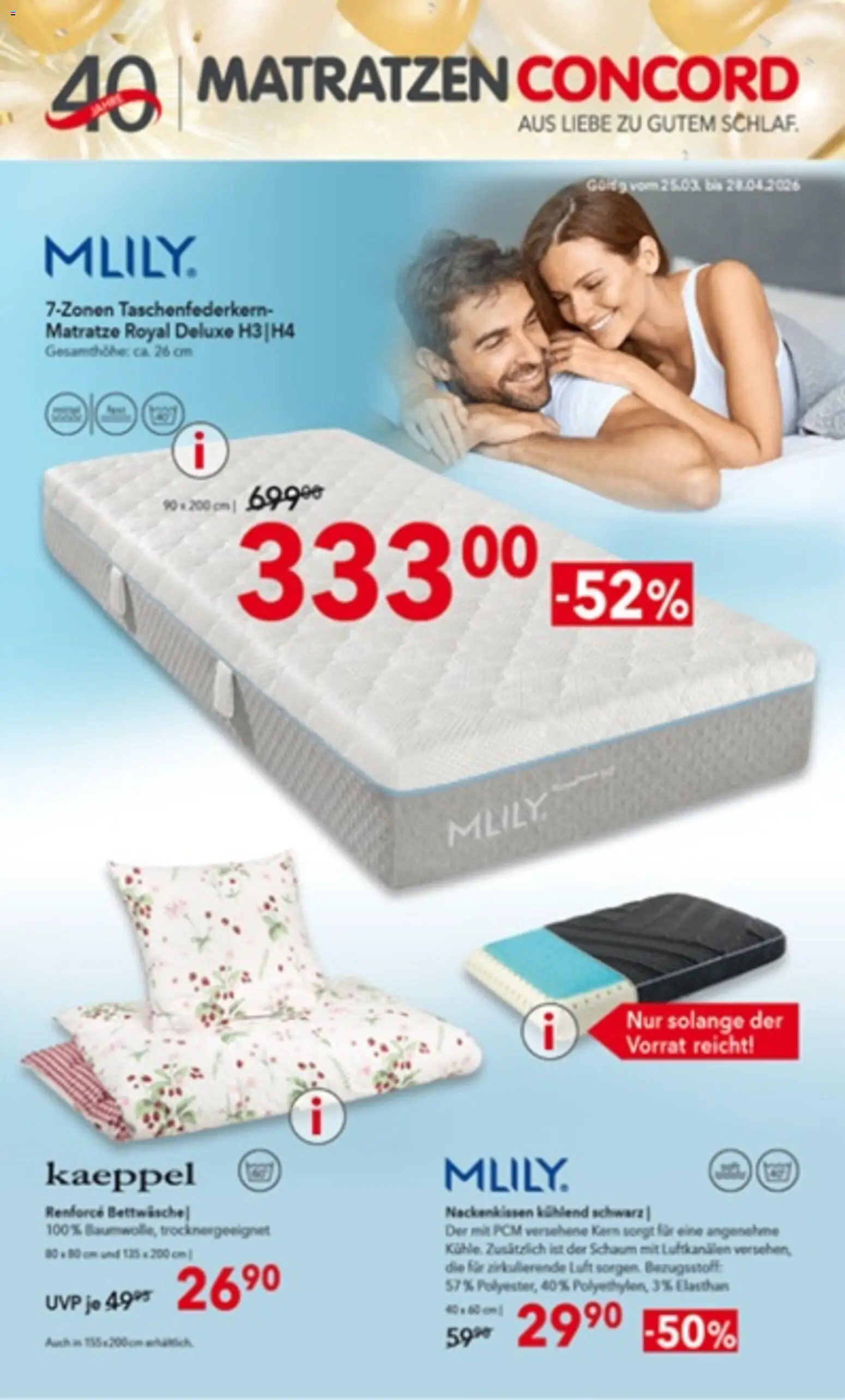 Matratzen Concord Prospekt 	 – gültig ab 25.03.2026 | Seite: 1 | Produkte: Matratze, Bettwäsche