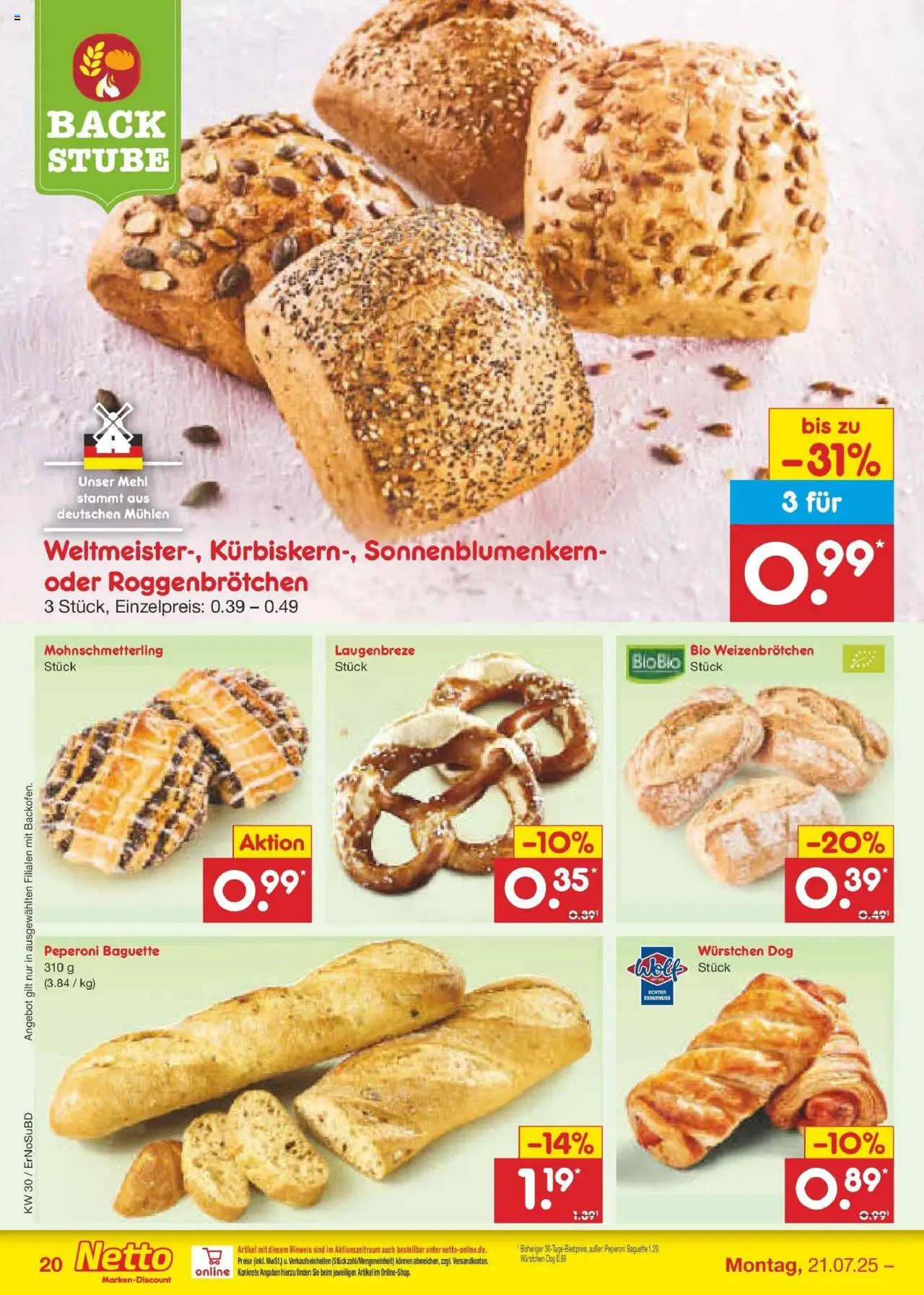 Netto Marken-Discount prospekt Jena-Lobeda	 - gültig ab dem 21.07.2025 | Seite: 30 | Produkte: Mehl, Baguette