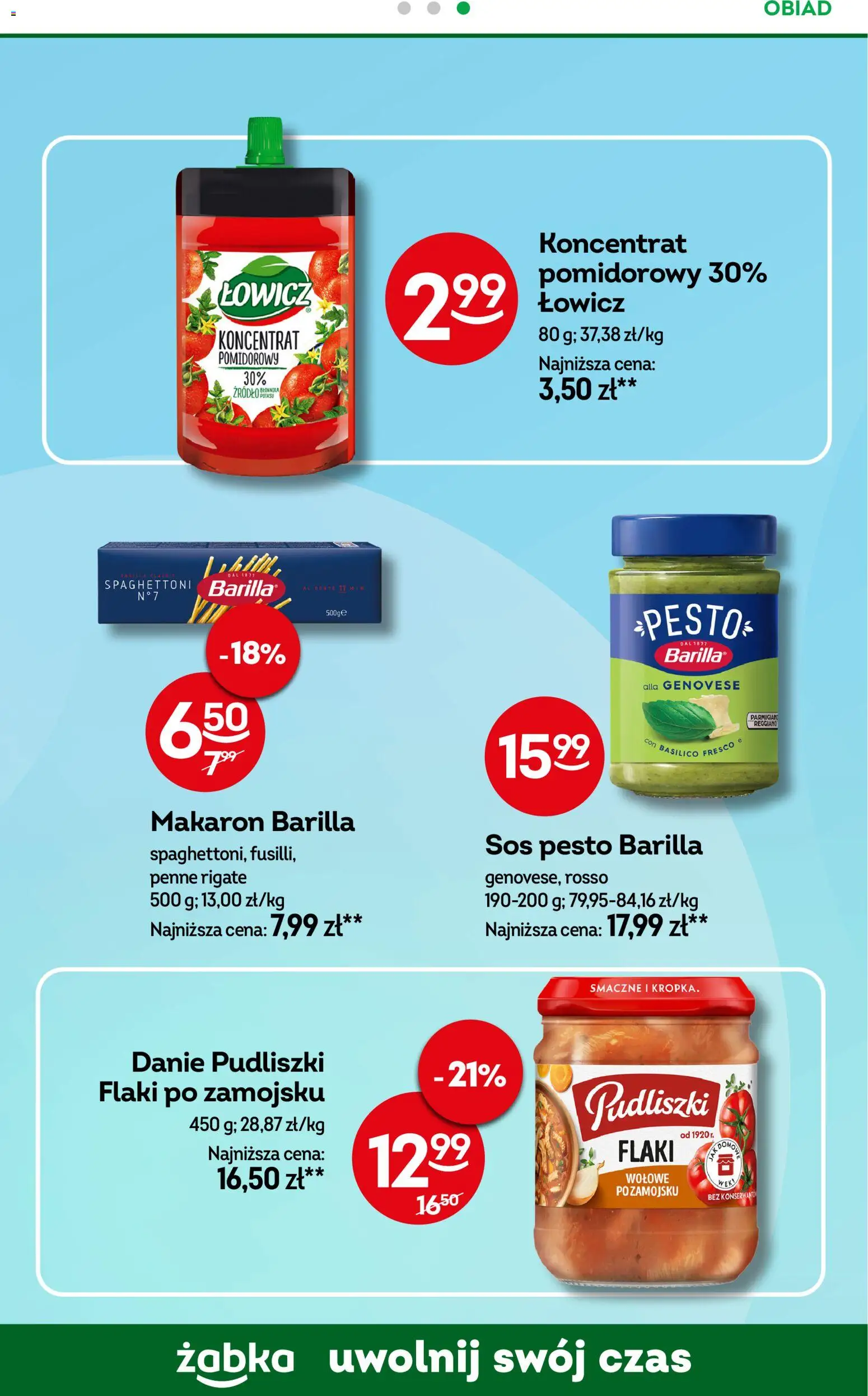 Żabka Gazetka - Codzienne produkty od 05.11.2025 | Strona: 19 | Produkty: Makaron Barilla, Flaki, Sos pesto, Sos