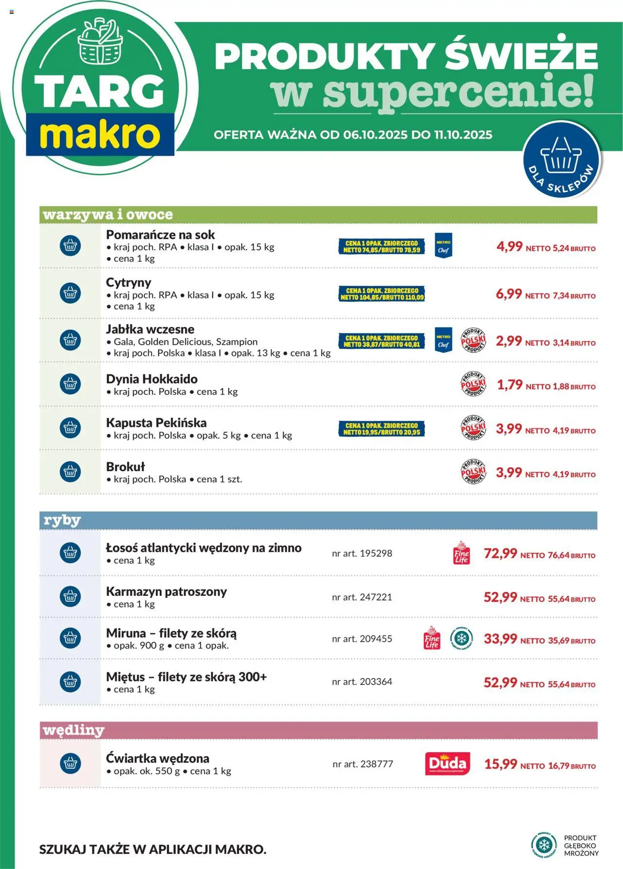 Makro Gazetka - Oferta świeża w super cenach od 06.10.2025 | Strona: 6 | Produkty: Kapusta, Wędliny, Sok, Jabłka