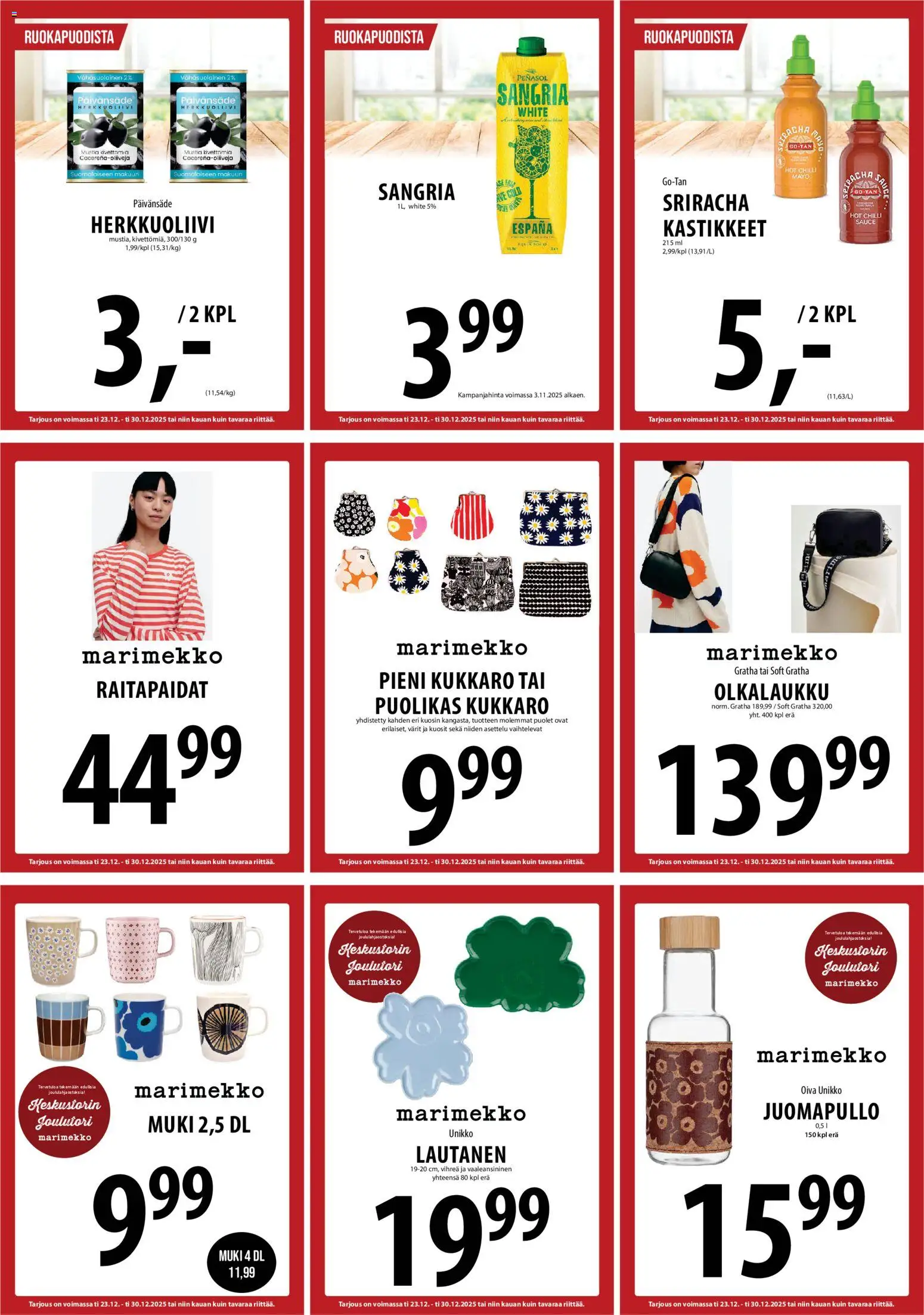 Tuuri tarjoukset – voimassa 23.12.2025 alkaen | Sivu: 9 | Tuotteet: Muki, Sriracha, Kukkaro, Lautanen