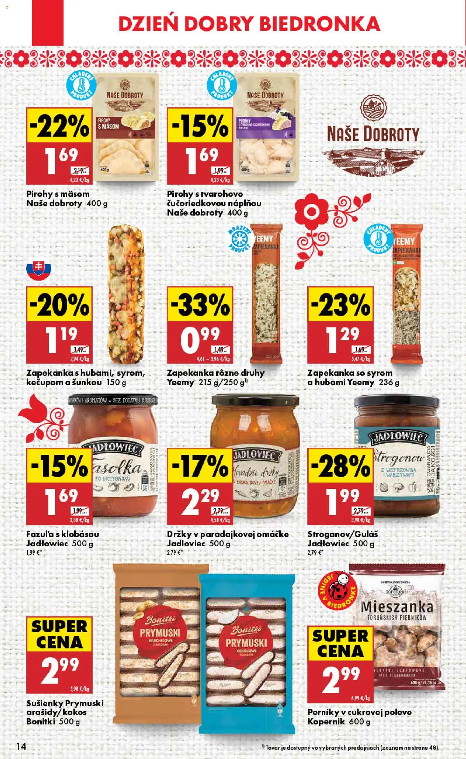 Nové Biedronka akcie – leták je platný od 23.04.2026 | Strana: 14 | Produkty: Pirohy, Fazuľa