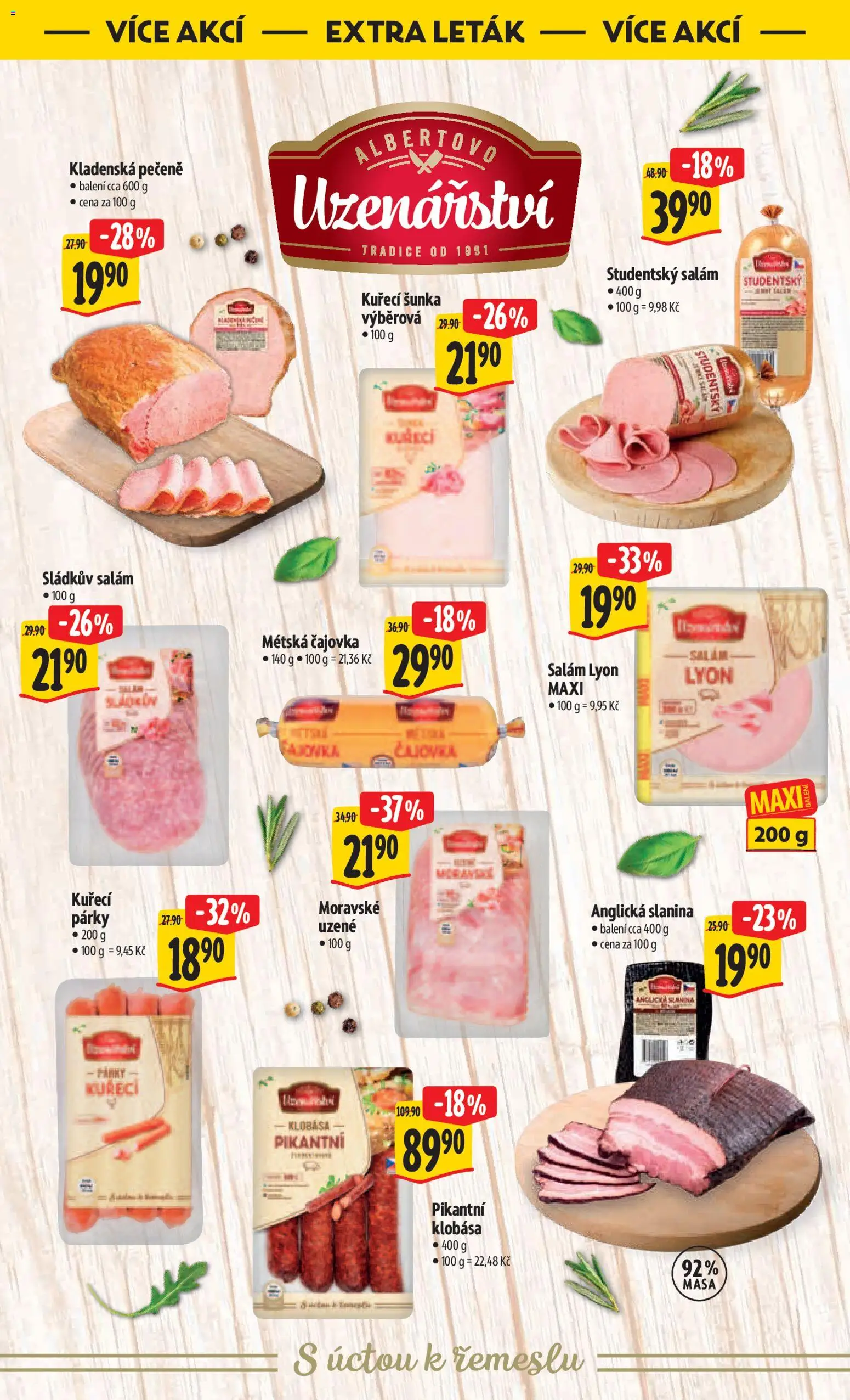 Albert leták - Hypermarket od 07.04.2026 | Strana: 42 | Produkty: Salám, Párky, Klobása, Kuřecí šunka