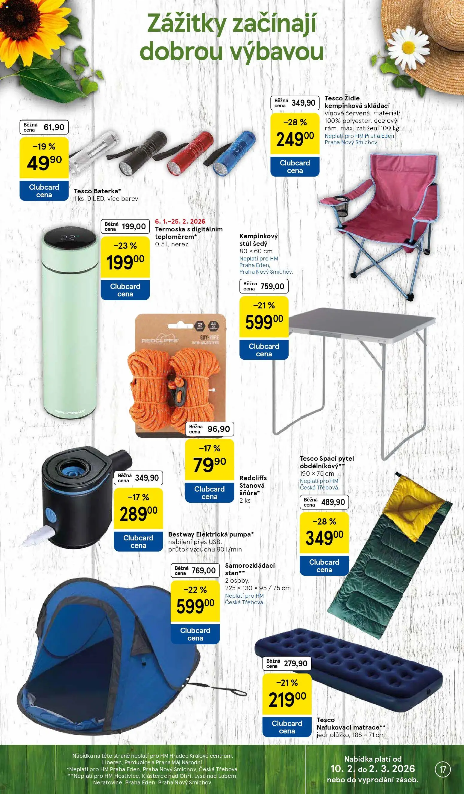 Tesco leták - Hypermarket od 18.02.2026 | Strana: 17 | Produkty: Nafukovací matrace, Stůl, Židle, Spací pytel