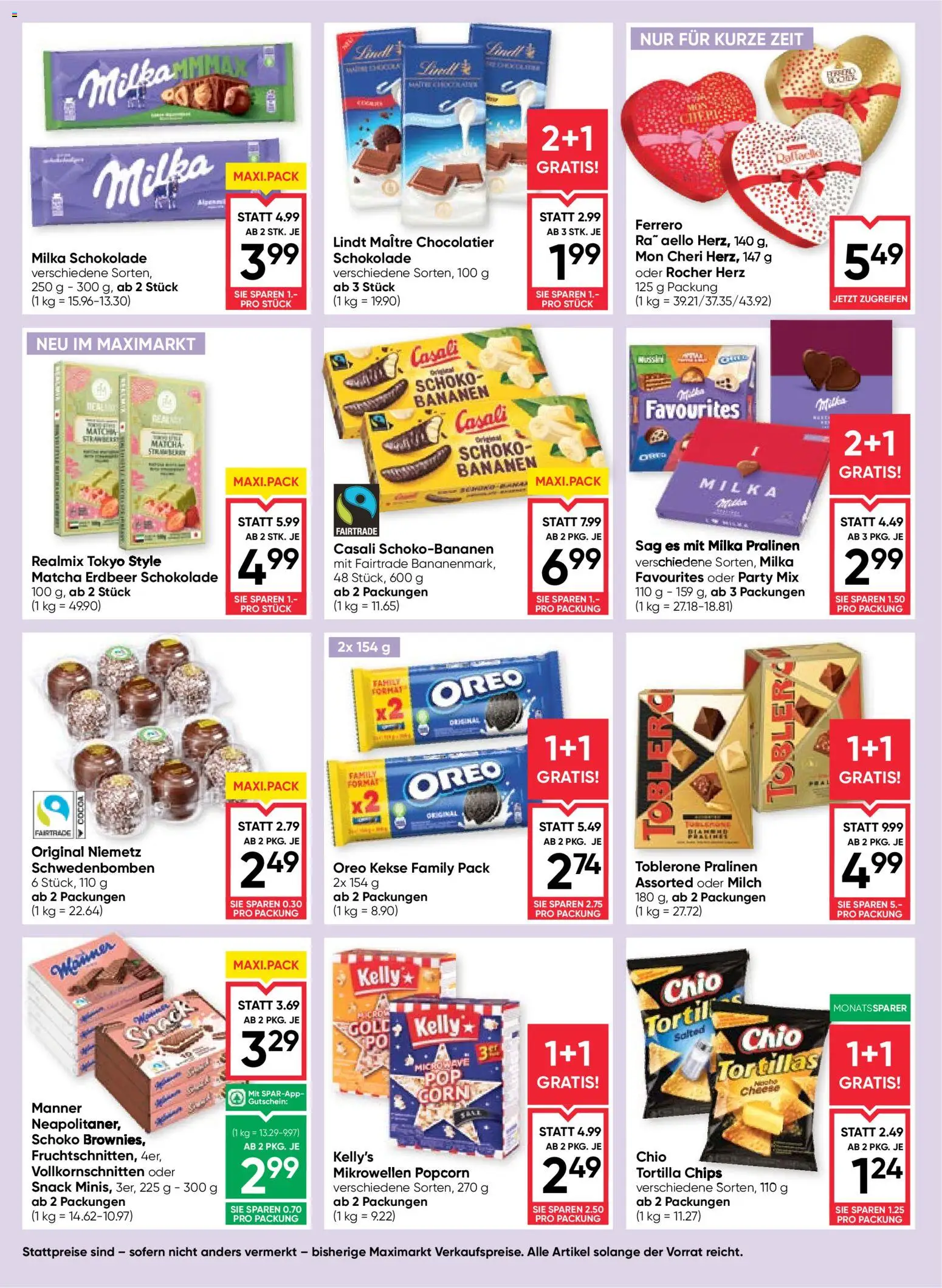 Maximarkt Flugblatt gültig ab 29.01.2026 | Seite: 12 | Produkte: Chips, Kekse, Schokolade, Bananen