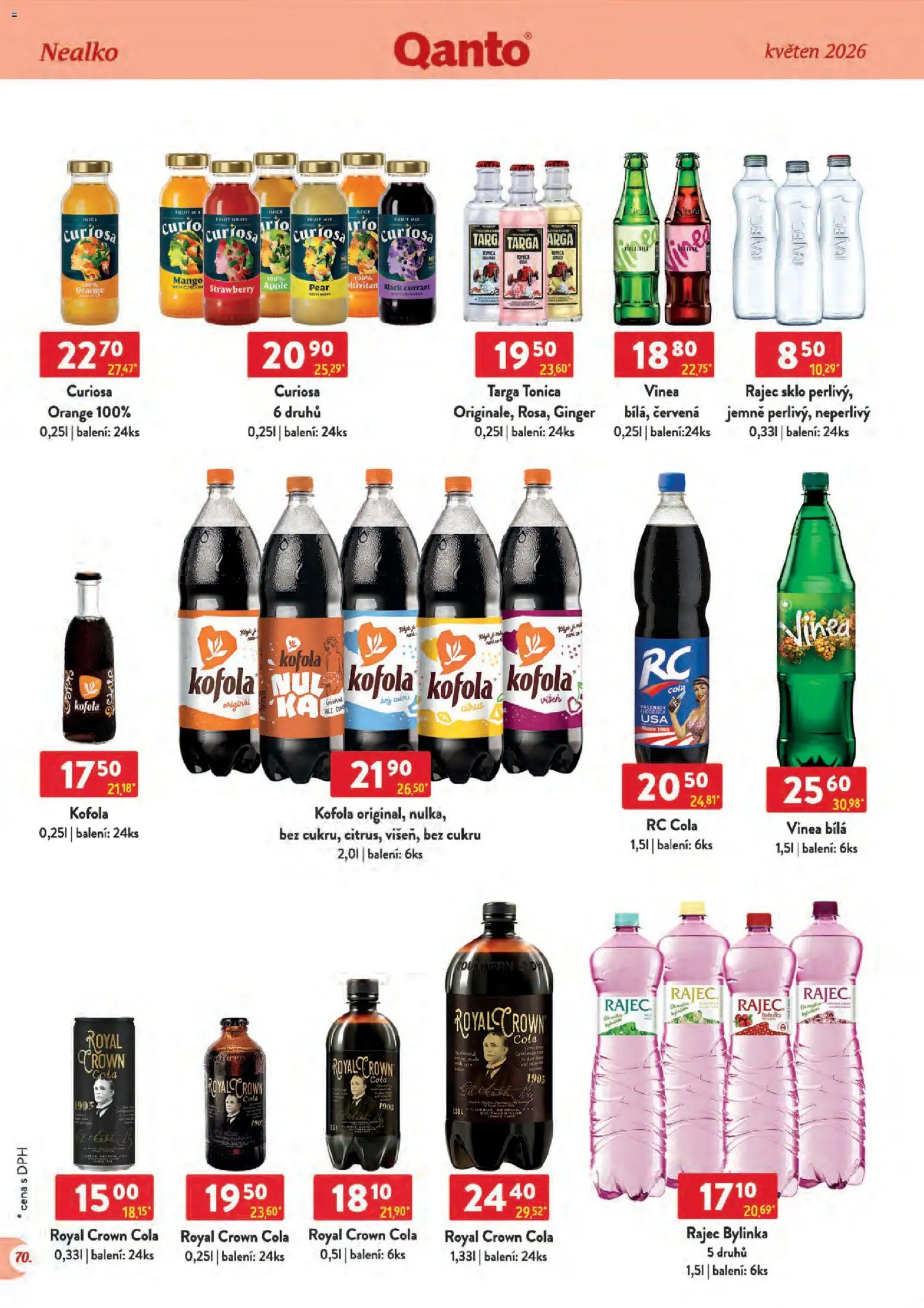 Astur & Qanto leták - Velkoobchod 05/2026 od 01.05.2026 | Strana: 70 | Produkty: Mango, Royal Crown Cola, Vinea, RC Cola
