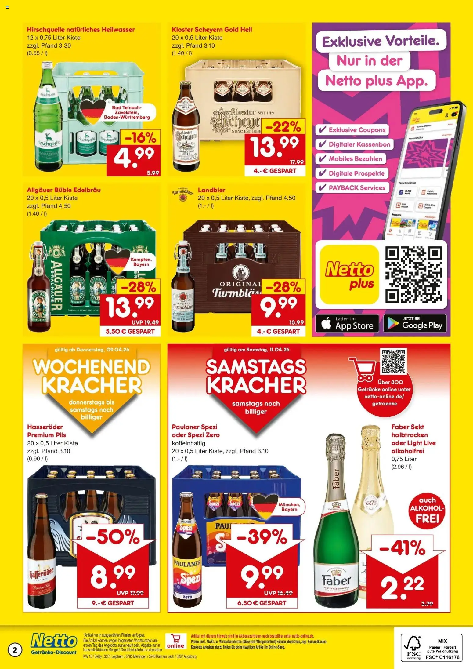 Netto Marken-Discount Prospekt Rain Am Lech	 – gültig ab 07.04.2026 | Seite: 2 | Produkte: Paulaner spezi, Bad, Pils, Hasseröder