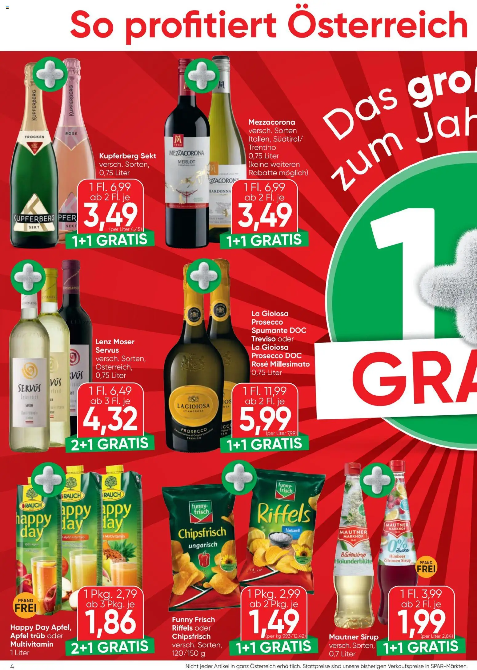 Spar Flugblatt gültig ab 02.01.2026 | Seite: 4 | Produkte: Zucker, Äpfel, Papier blanc