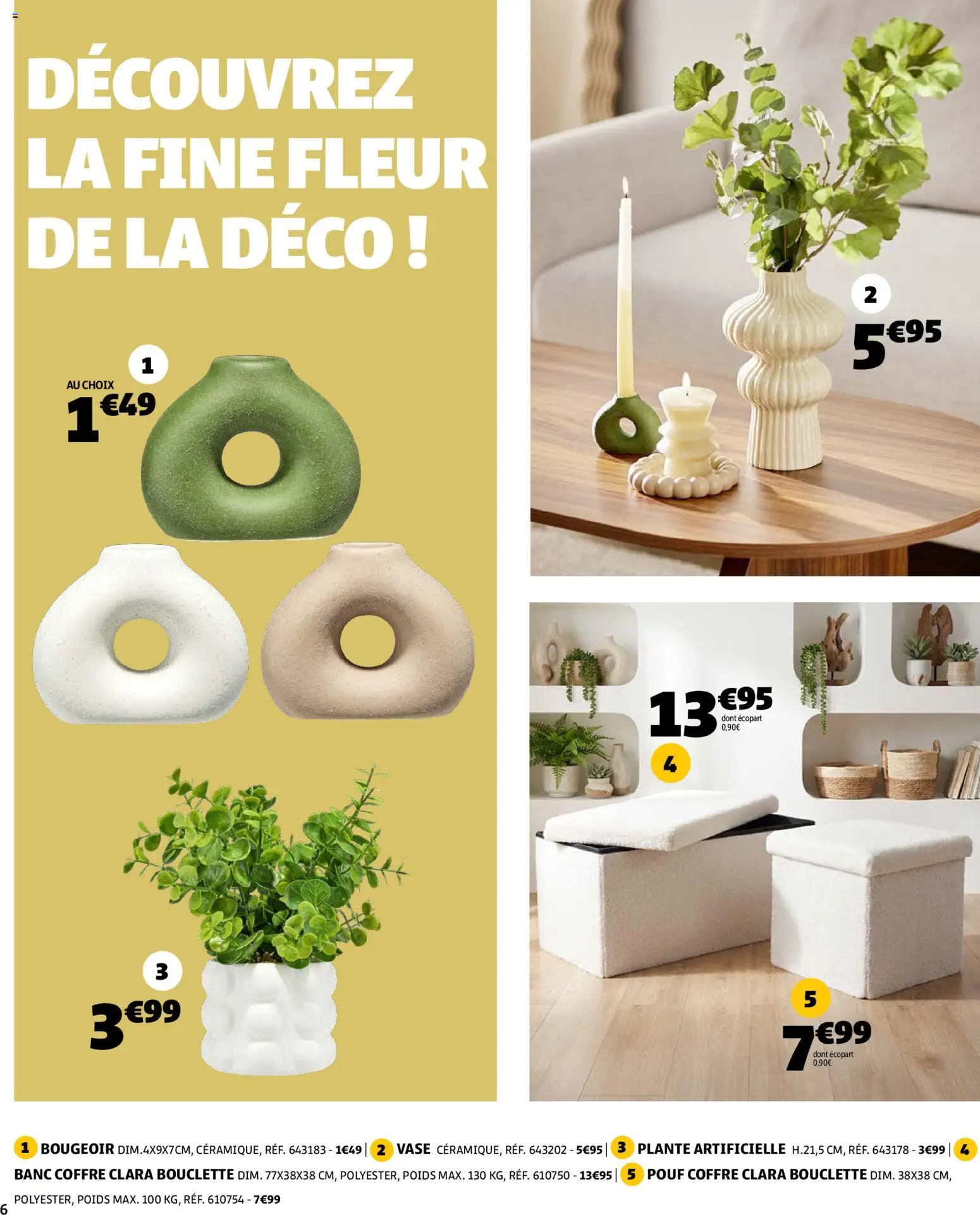 {H1} | Page: 6 | Produits: Poids, Banc coffre, Plante artificielle, Vase