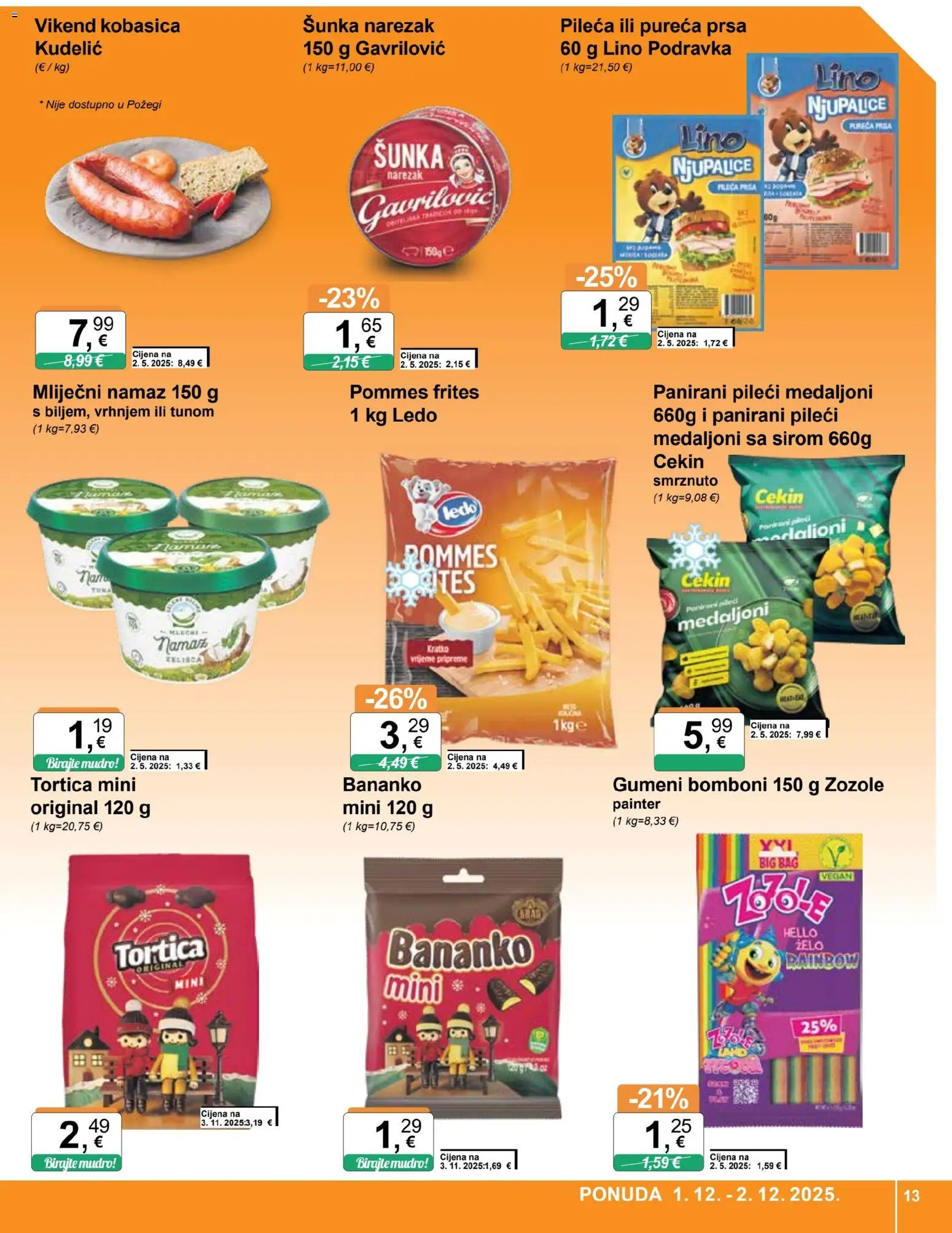 KTC katalog | vrijedi od 26.11.2025 | Stranica: 13 | Proizvodi: Mliječni namaz, Podravka, Narezak, Ledo