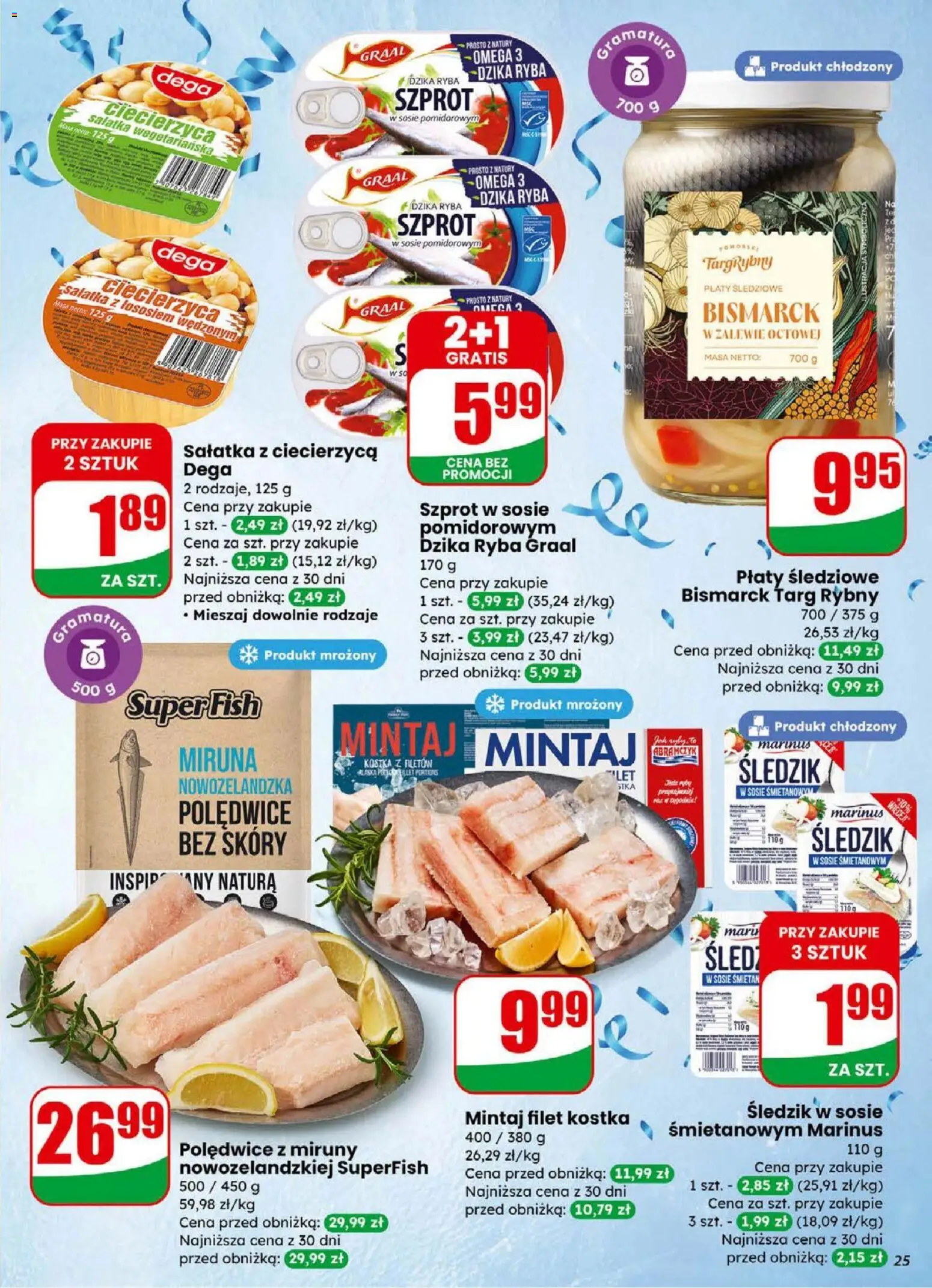 Dino Gazetka od 31.12.2025 | Strona: 25 | Produkty: Mintaj, Ciecierzyca, Ryba, Sałatka