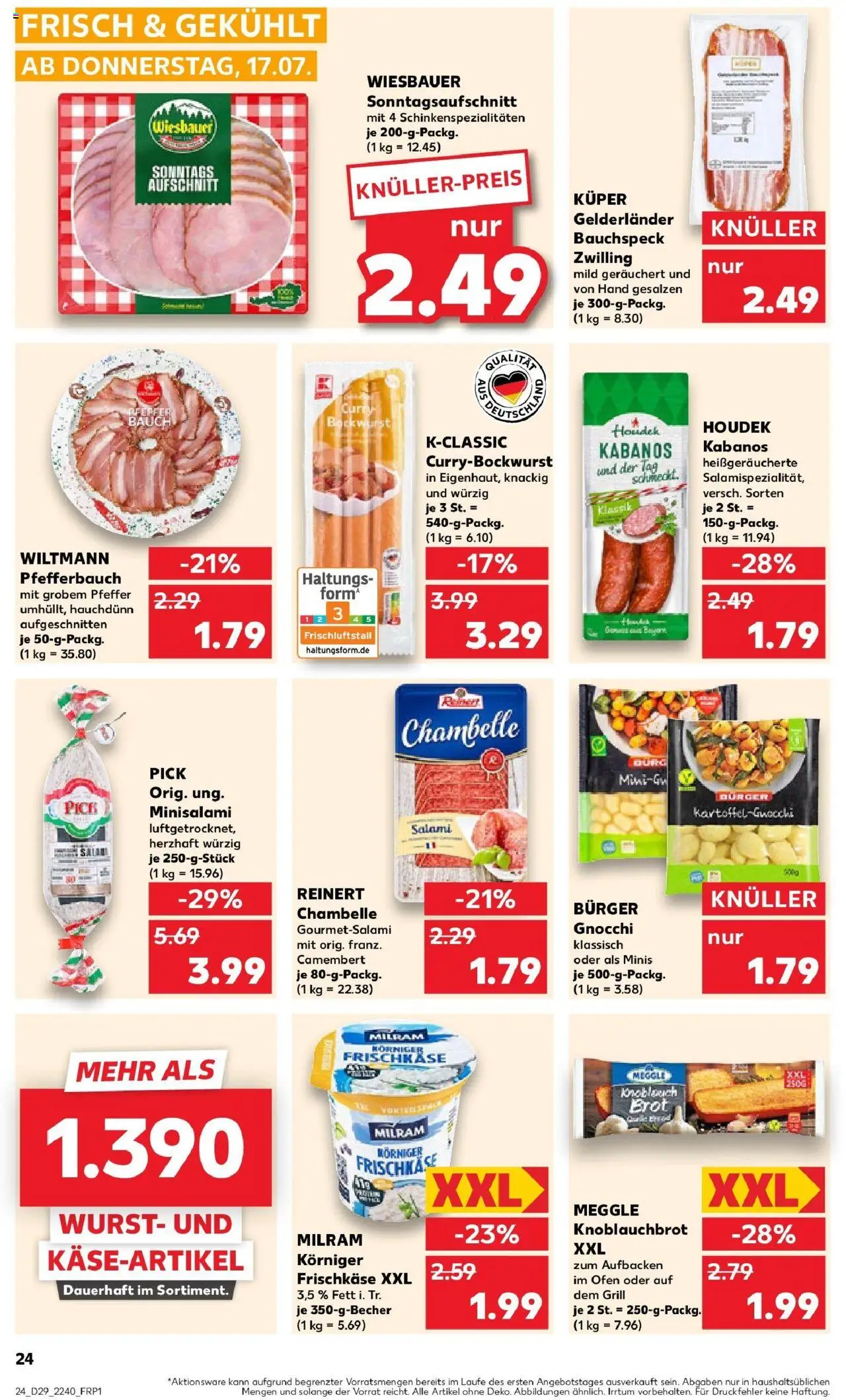 Kaufland prospekt Singen (Hohentwiel)	 - gültig ab dem 16.07.2025 | Seite: 24 | Produkte: Bockwurst, Ofen, Burger, Brot
