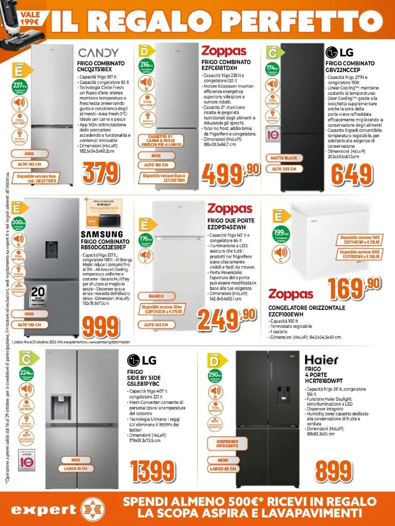 Volantino Expert del 16.10.2025 | Pagina: 3 | Prodotti: Pesce, Frutta, Scopa, Frigorifero