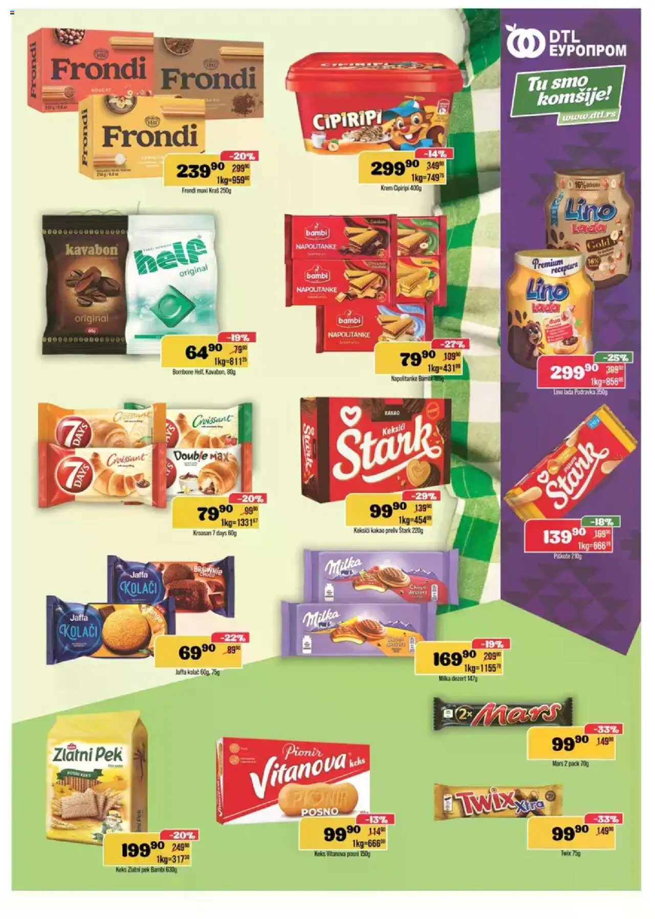Europrom katalog - važi od 13.08.2025 | Strana: 7 | Proizvode: Bombone, Milka, Podravka, Lino lada