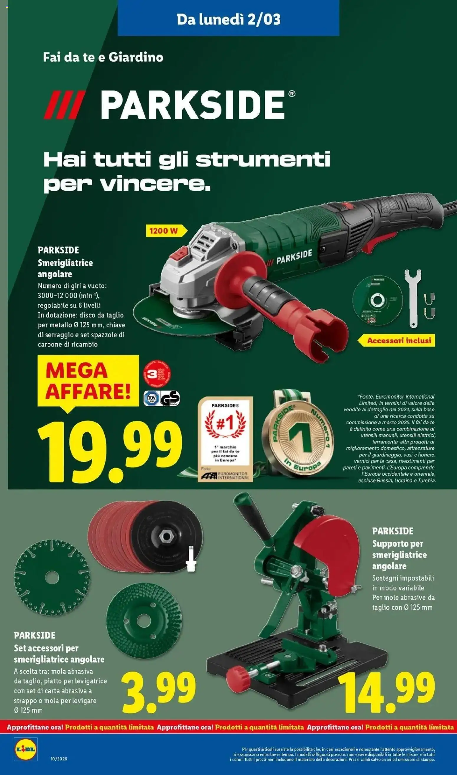 Volantino Lidl del 01.03.2026 | Pagina: 30 | Prodotti: Tè, Disco, Piatto, Smerigliatrice
