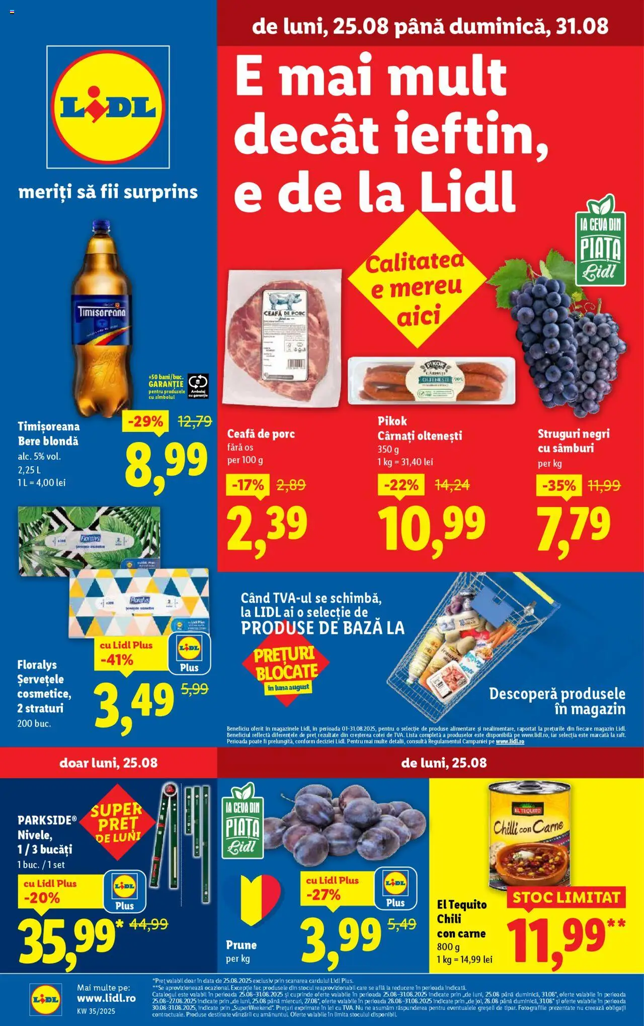 Catalog Lidl – valabil de la 25.08.2025 | Pagină: 3 | Produse: Chilli, Struguri, Keçeli kalem, Bere