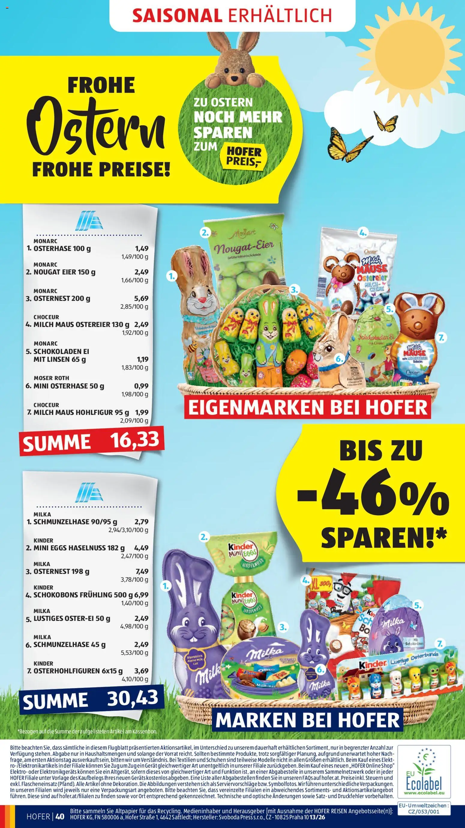 Hofer Flugblatt gültig ab 23.03.2026 | Seite: 48 | Produkte: Maus, Milch, Eier