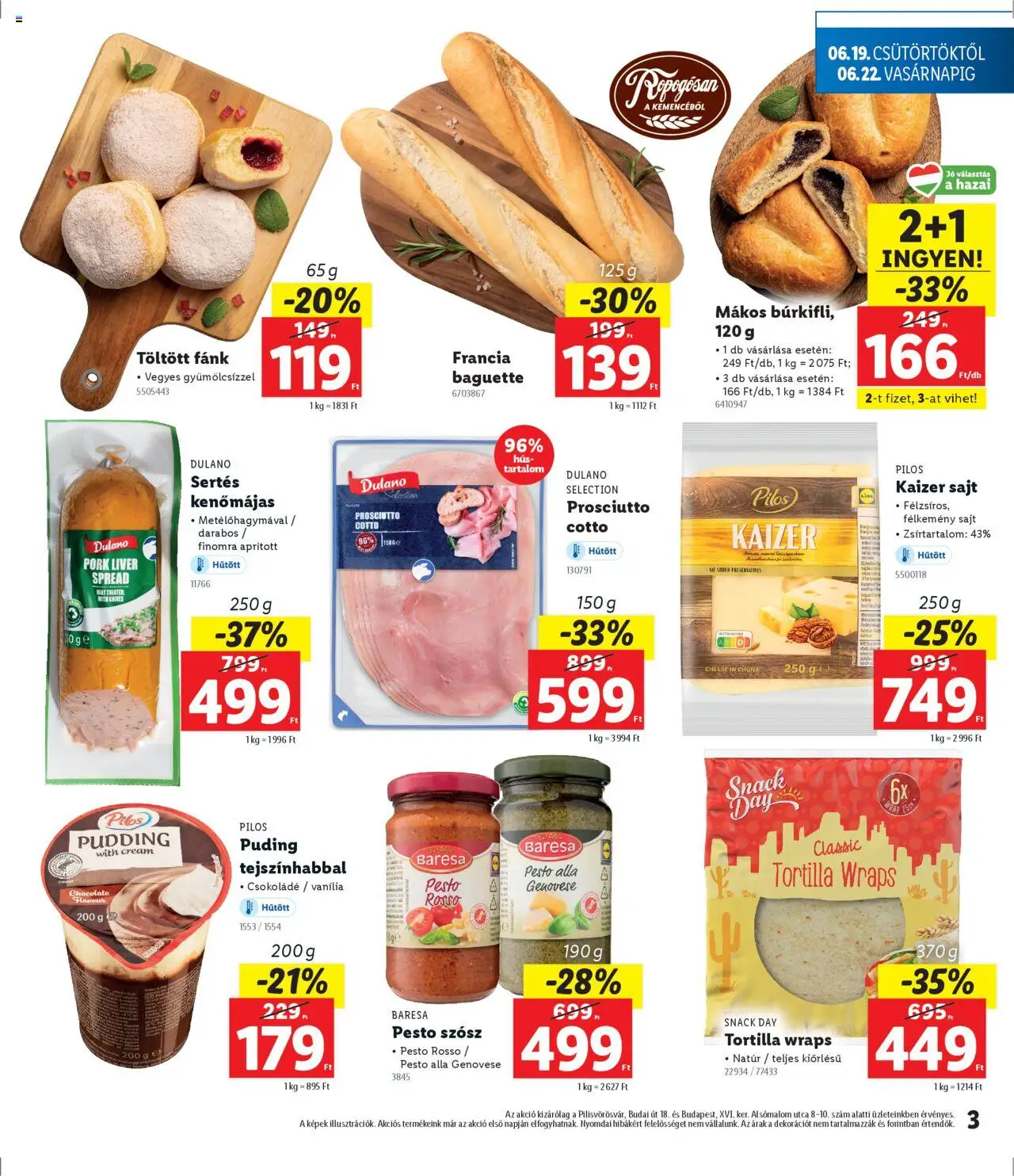 Lidl akciós ujság - amely érvényes a következő dátumtól: 19.06.2025 | Oldal: 3 | Termékek: Pesto, Fánk, Sajt, Csokoládé