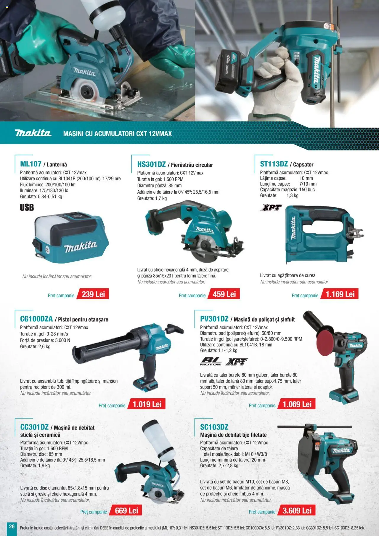 Makita catalog - Construcții Primăvară-Vară – valabil de la 05.05.2025 | Pagină: 26 | Produse: Încărcător, Disc, Gresie, Burete