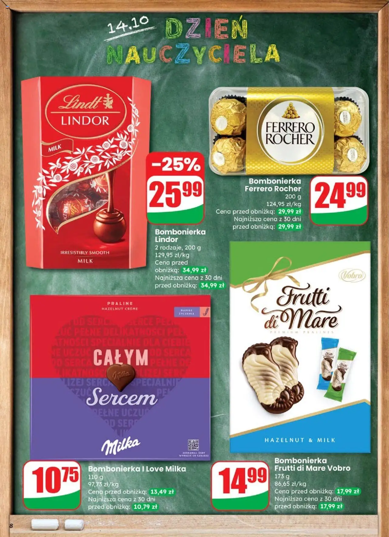 Dino Gazetka od 08.10.2025 | Strona: 8 | Produkty: Bombonierka, Milka, Frutti di Mare, Ferrero rocher