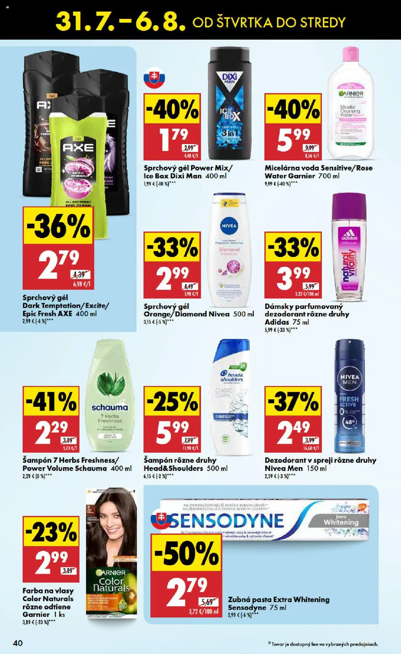 Biedronka leták │ platný od 31.07.2025 | Strana: 40 | Produkty: Nivea, Farba na vlasy, Sprchový gél, Zubná pasta