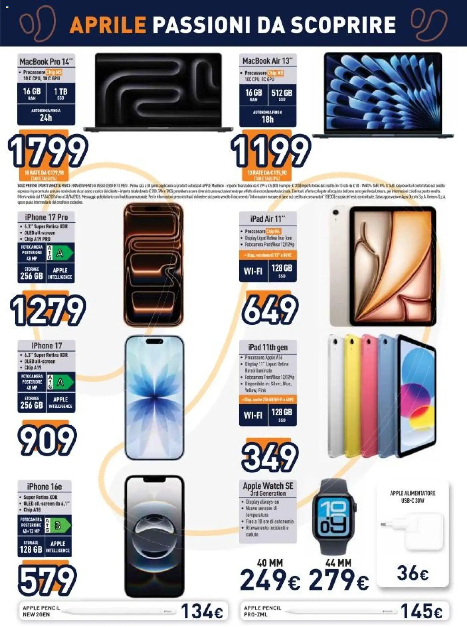 Volantino Unieuro del 17.04.2026 | Pagina: 12 | Prodotti: Macbook air, Fotocamera, Ipad, Apple Watch