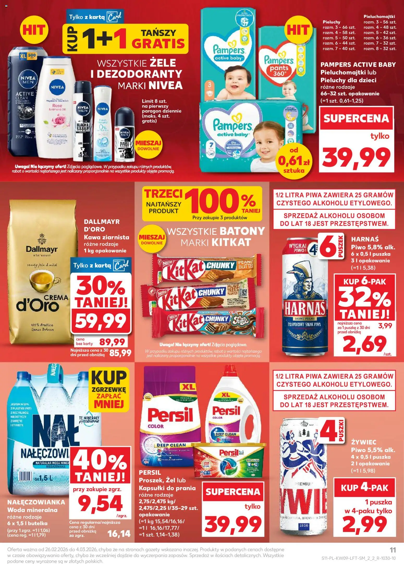 Kaufland Polsko leták od 26.02.2026 | Strana: 11 | Produkty: Minerály, Pampers, Crema, Pants