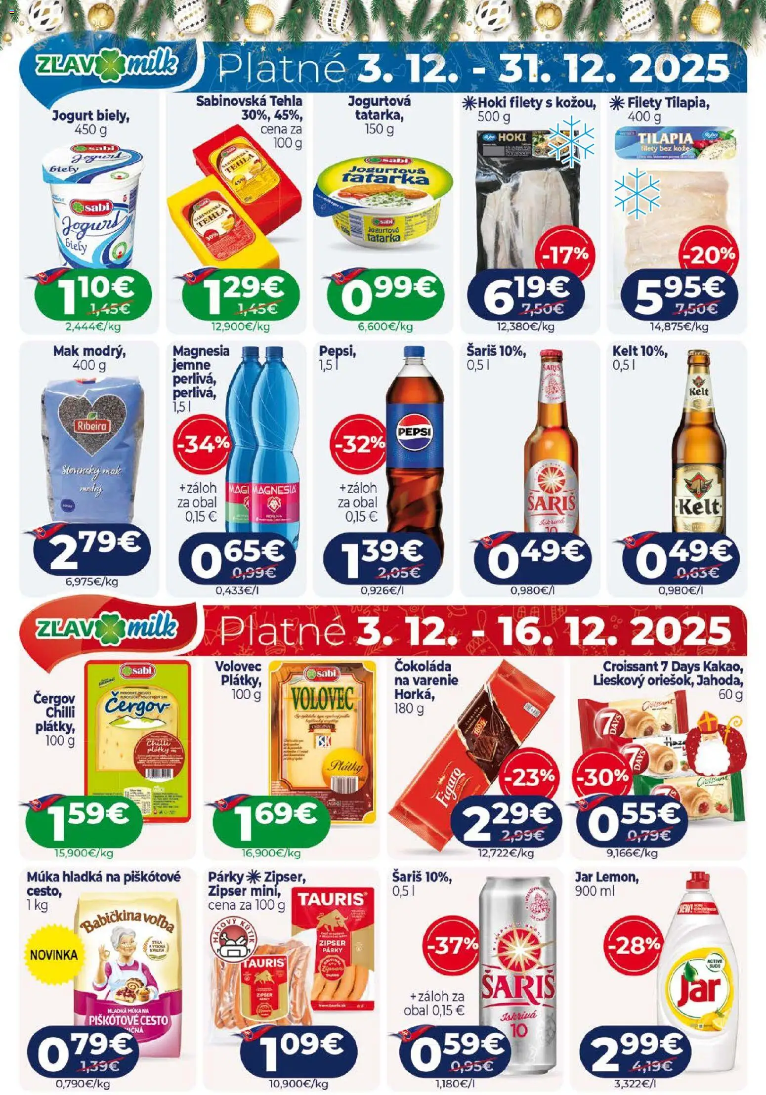 Nové Milk Agro akcie – leták je platný od 26.11.2025 | Strana: 16 | Produkty: Jogurt, Croissant, Múka, Pepsi