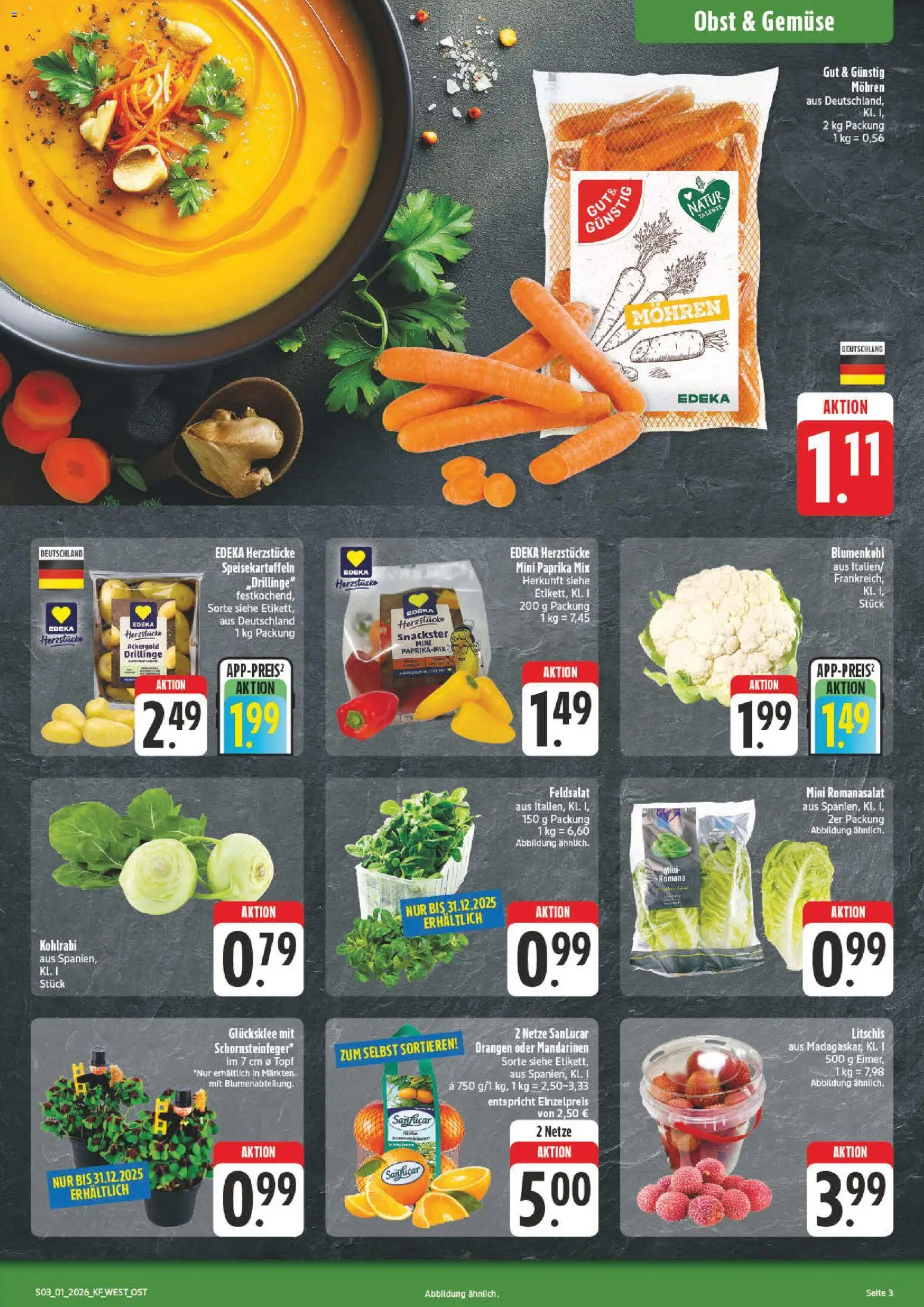 nah & gut Prospekt 	 – gültig ab 29.12.2025 | Seite: 3 | Produkte: Orangen, Mohren, Paprika, Blumenkohl