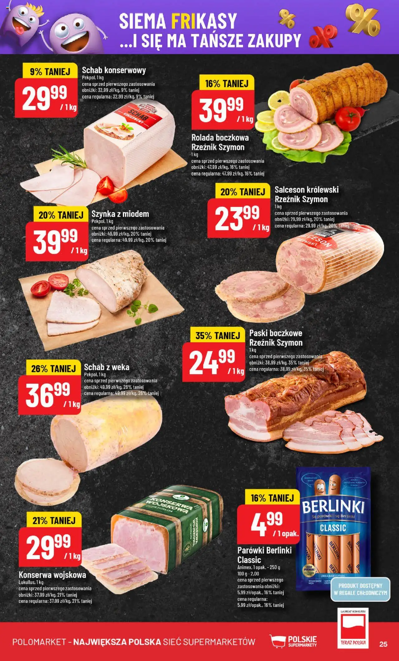 POLOmarket Gazetka od 04.06.2025 | Strona: 25 | Produkty: Parówki berlinki, Schab, Rolada, Parówki