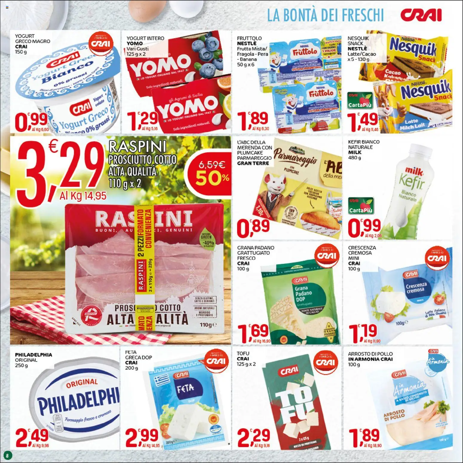 Volantino CRAI del 16.04.2026 | Pagina: 8 | Prodotti: Arrosto, Tofu, Cacao, Feta