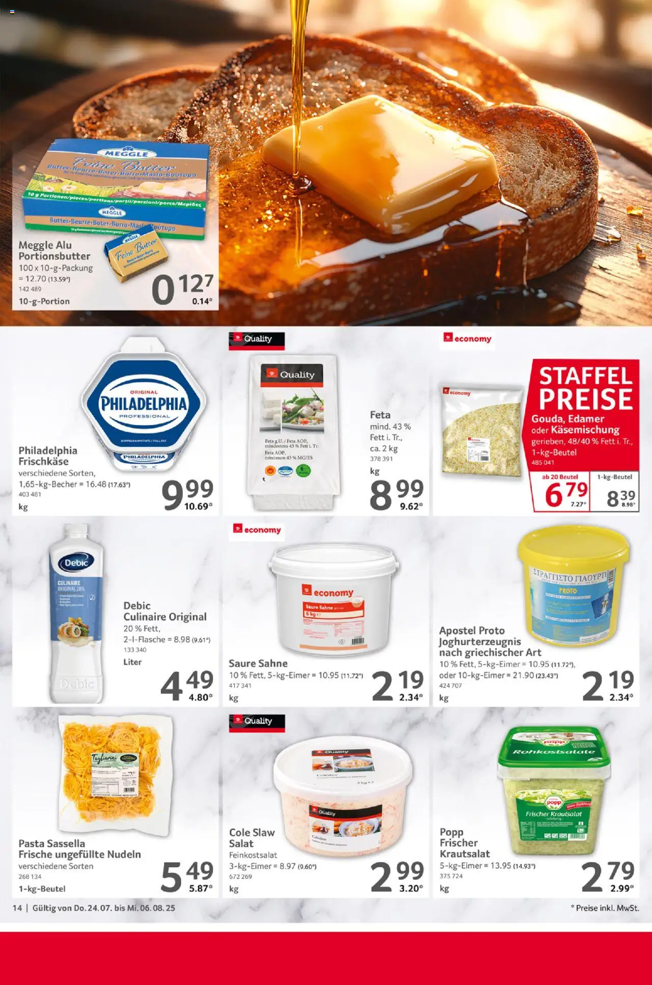 Selgros  Gastro - gültig ab dem 24.07.2025 | Seite: 14 | Produkte: Philadelphia, Pasta, Nudeln, Sahne