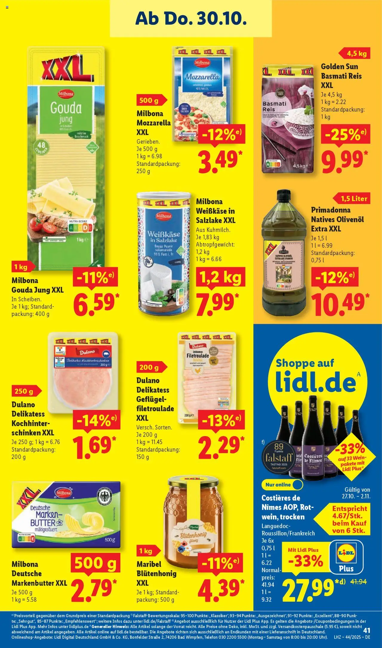 Lidl Prospekt Prenzlau – gültig ab 27.10.2025 | Seite: 61 | Produkte: Butter, Mozzarella, Schinken, Telefon