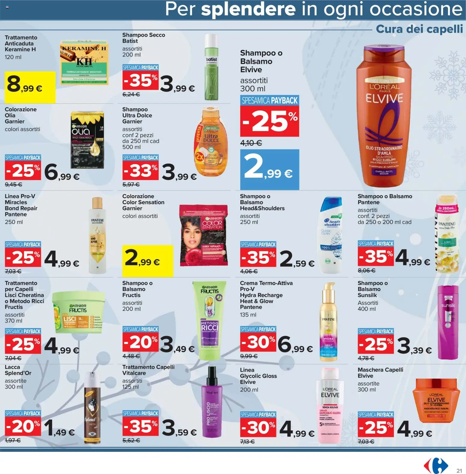 Volantino Carrefour del 13.03.2026 | Pagina: 21 | Prodotti: Shampoo, Crema, Lacca, Olio